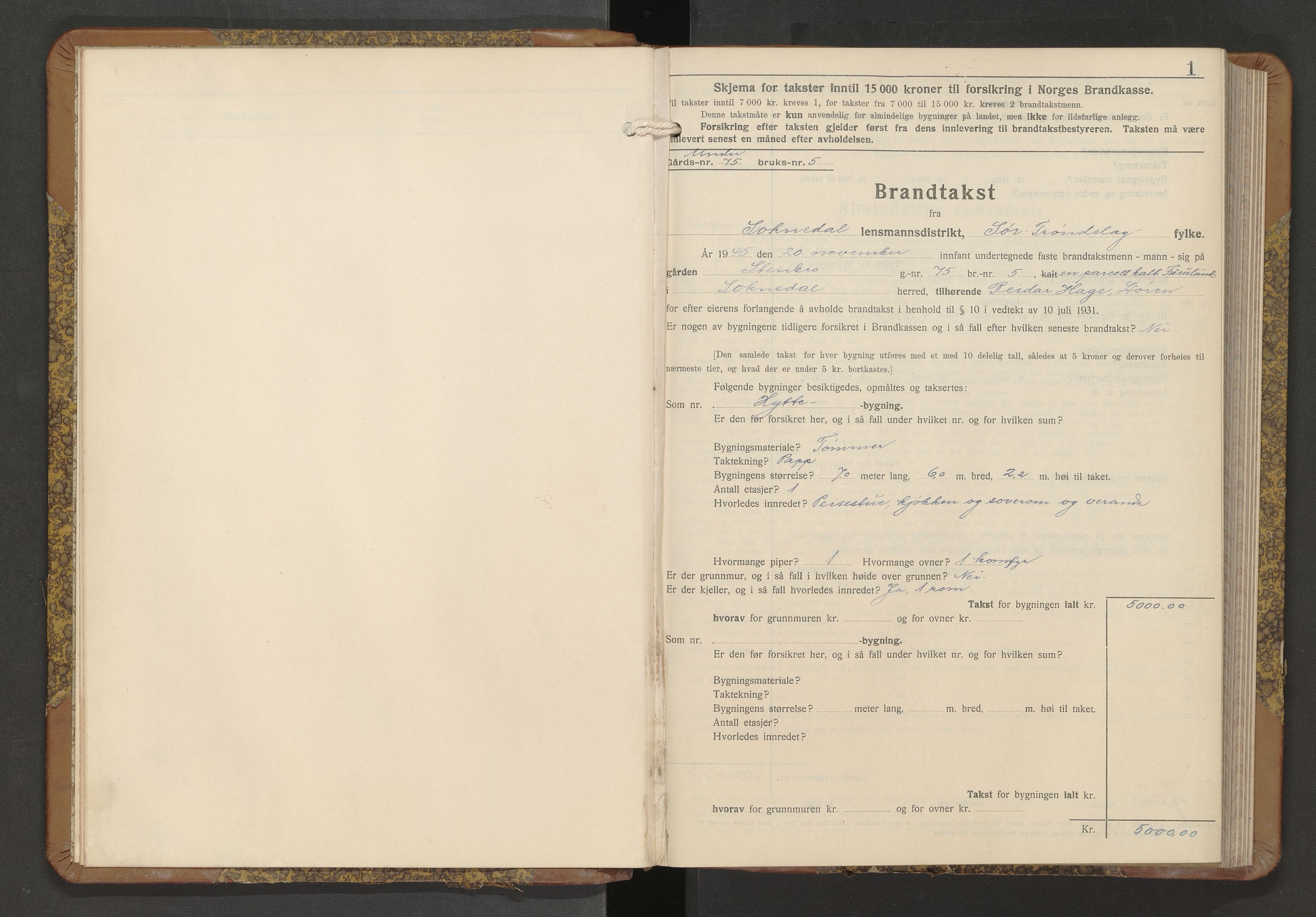 Norges Brannkasse Soknedal, AV/SAT-A-5533/Fb/L0002: Branntakstprotokoll, 1945-1946
