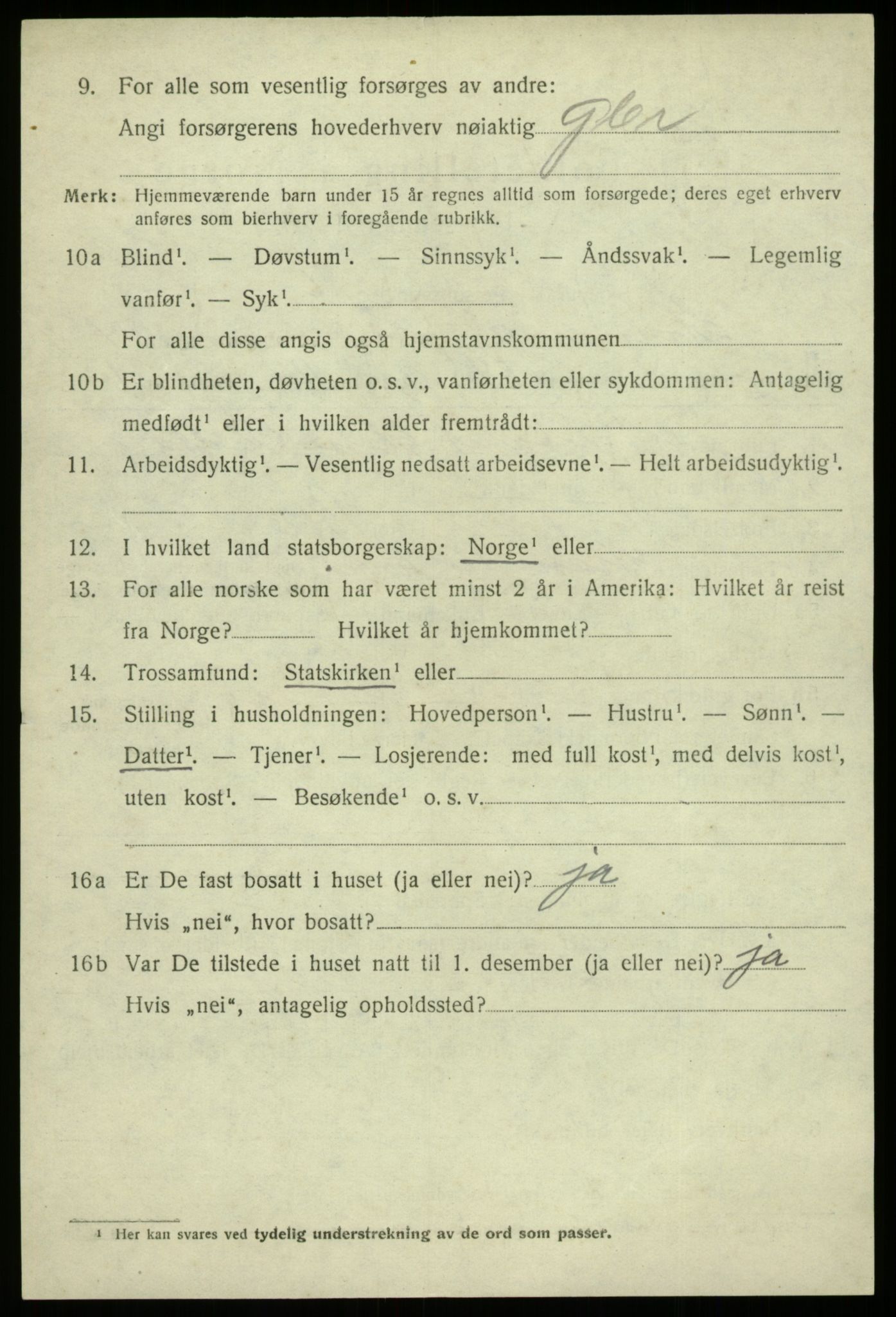 SAB, 1920 census for Strandvik, 1920, p. 3965