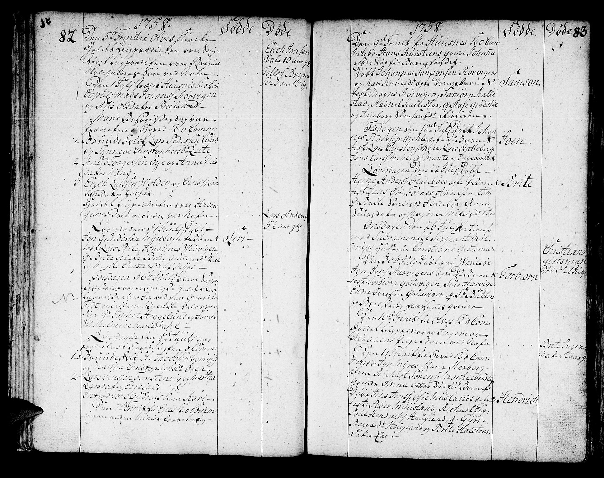 Kvinnherad sokneprestembete, AV/SAB-A-76401/H/Haa: Parish register (official) no. A 3, 1754-1777, p. 82-83