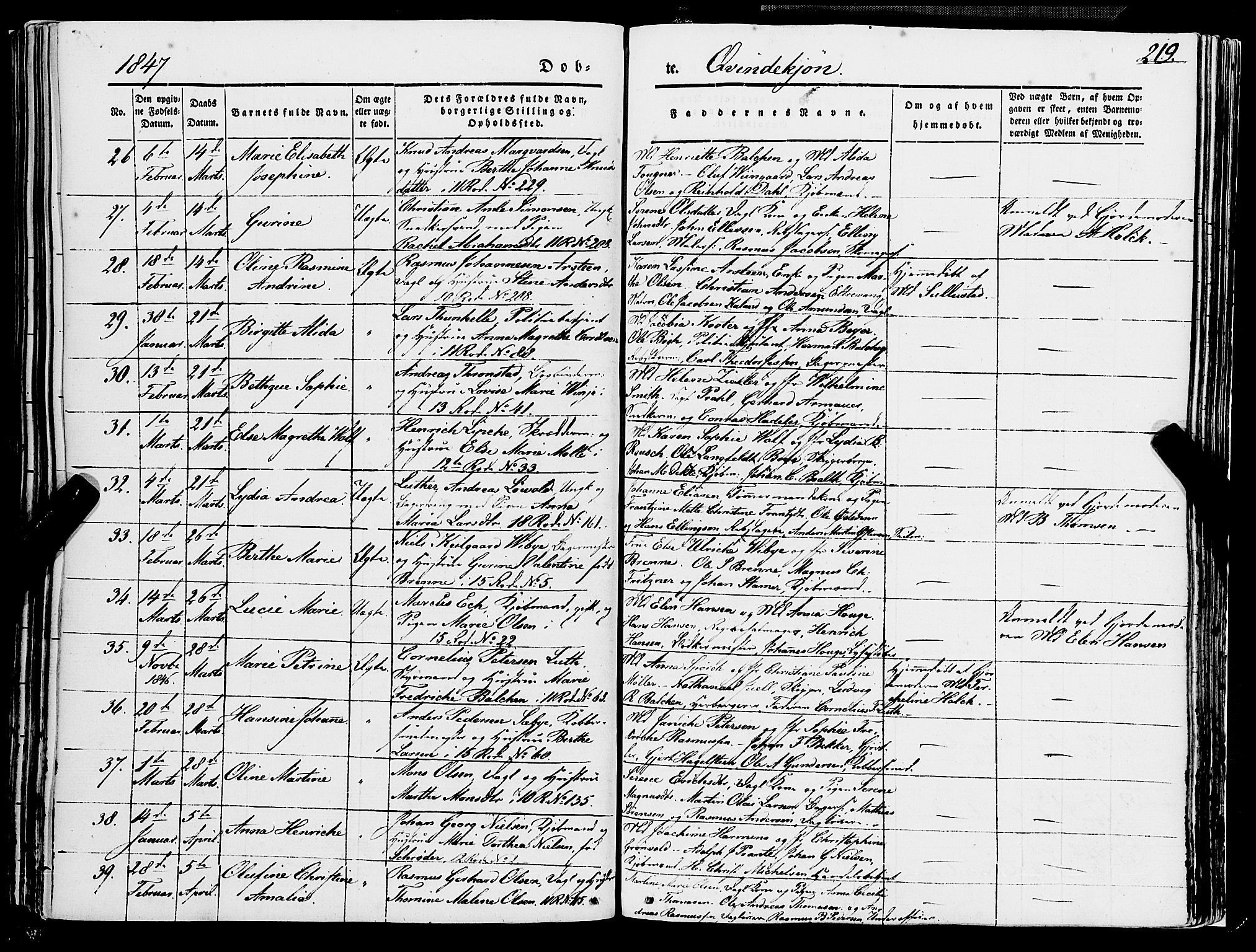 Domkirken sokneprestembete, AV/SAB-A-74801/H/Haa/L0019: Parish register (official) no. B 2, 1841-1851, p. 219