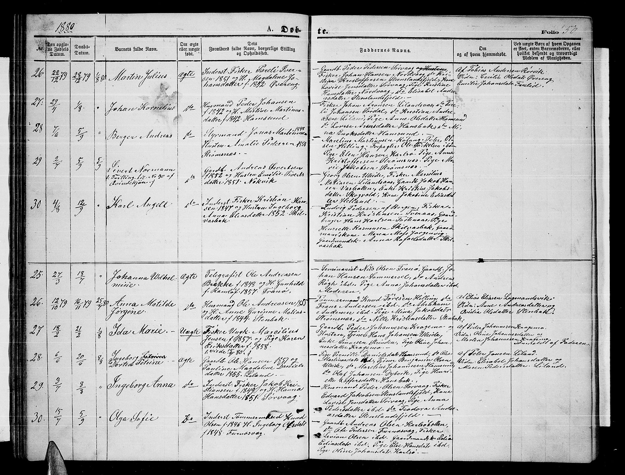 Ministerialprotokoller, klokkerbøker og fødselsregistre - Nordland, SAT/A-1459/859/L0858: Parish register (copy) no. 859C04, 1873-1886, p. 50