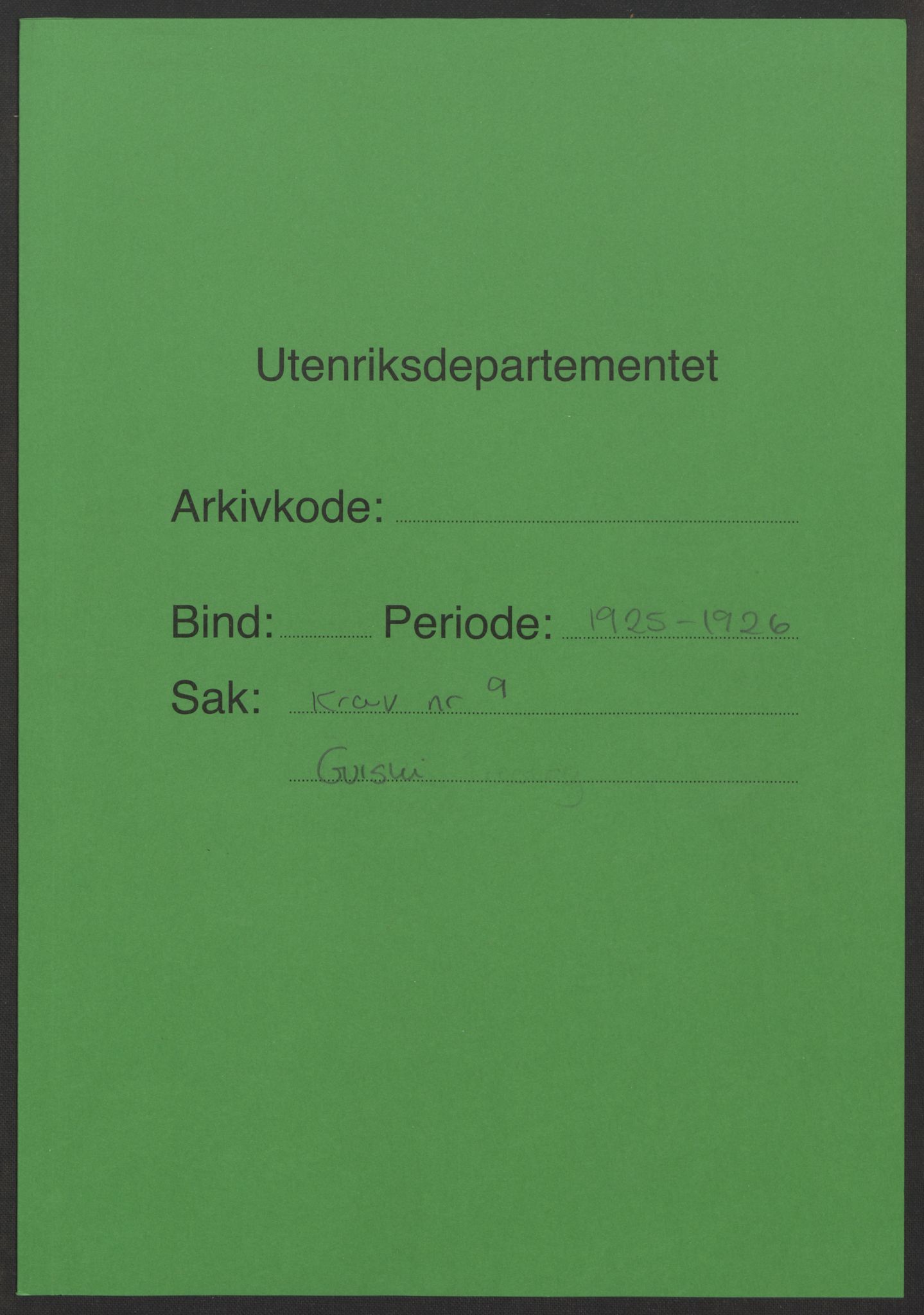 Utenriksdepartementet, Spitsbergenkommissæren, AV/RA-S-6424/D/Db/L0003/0001: Krav på Spitsbergen nr. 9-12 / Krav nr. 9 Gurski, 1925-1926