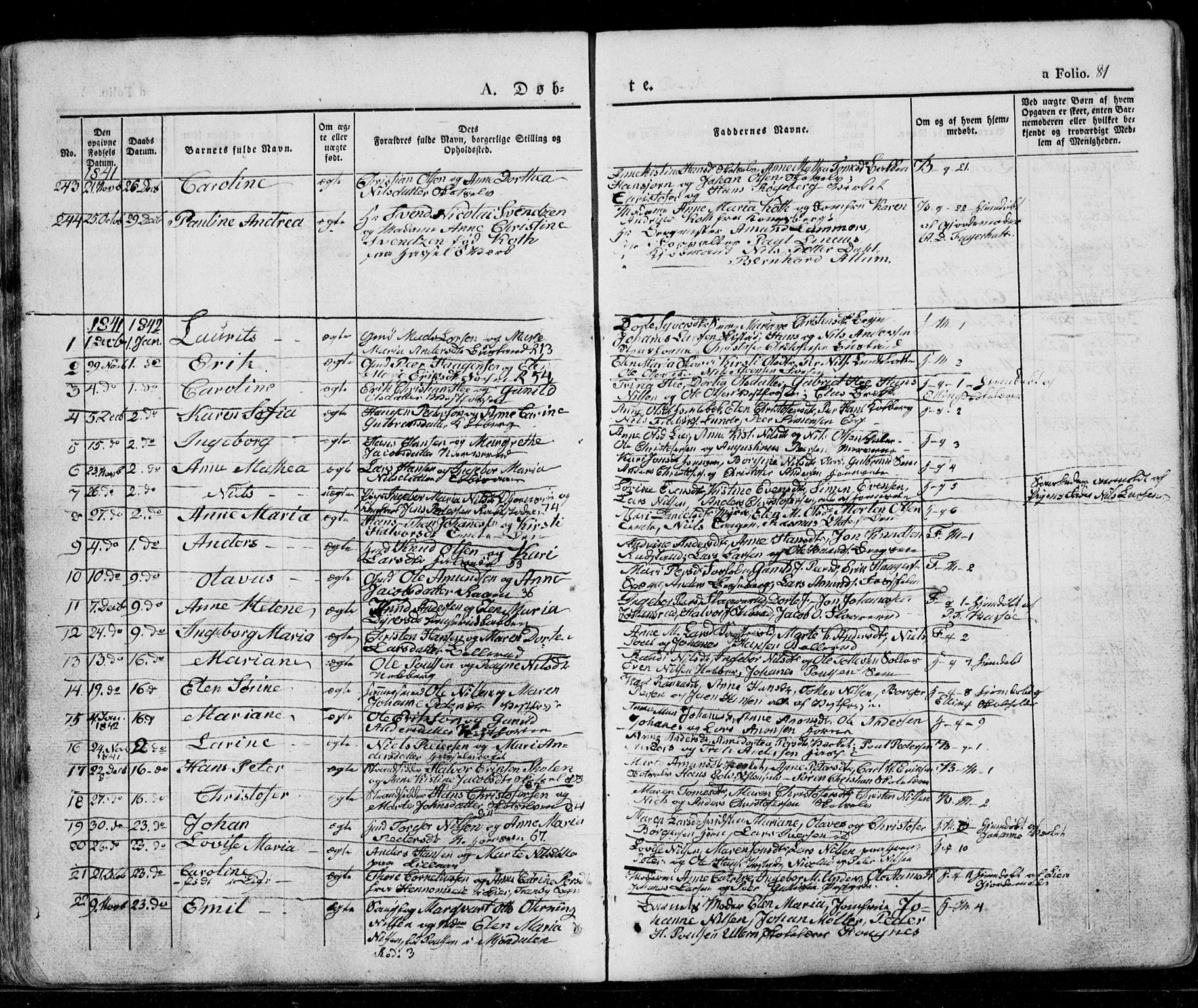 Eiker kirkebøker, AV/SAKO-A-4/G/Ga/L0002: Parish register (copy) no. I 2, 1832-1856, p. 81