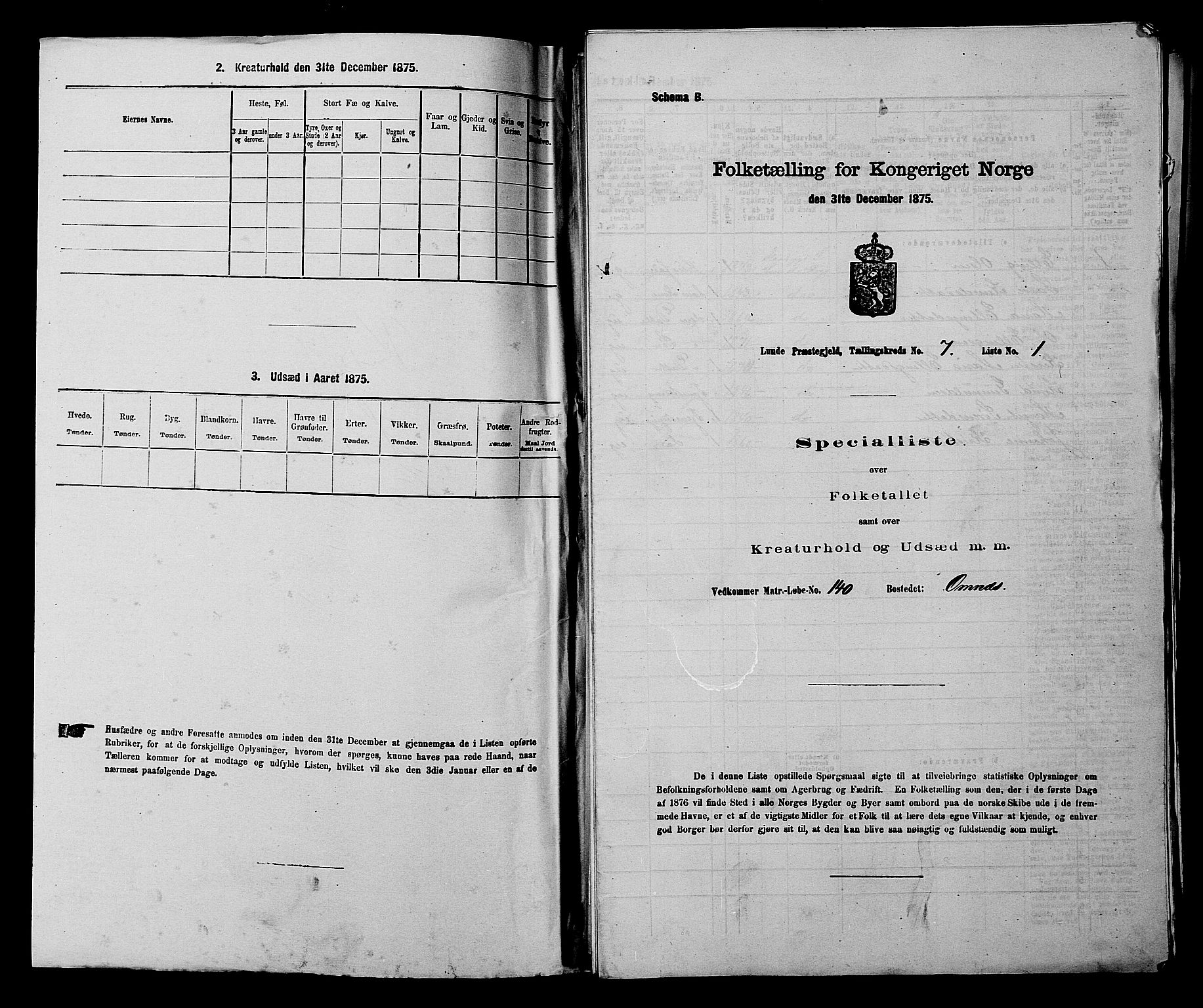 SAKO, 1875 census for 0820P Lunde, 1875, p. 947