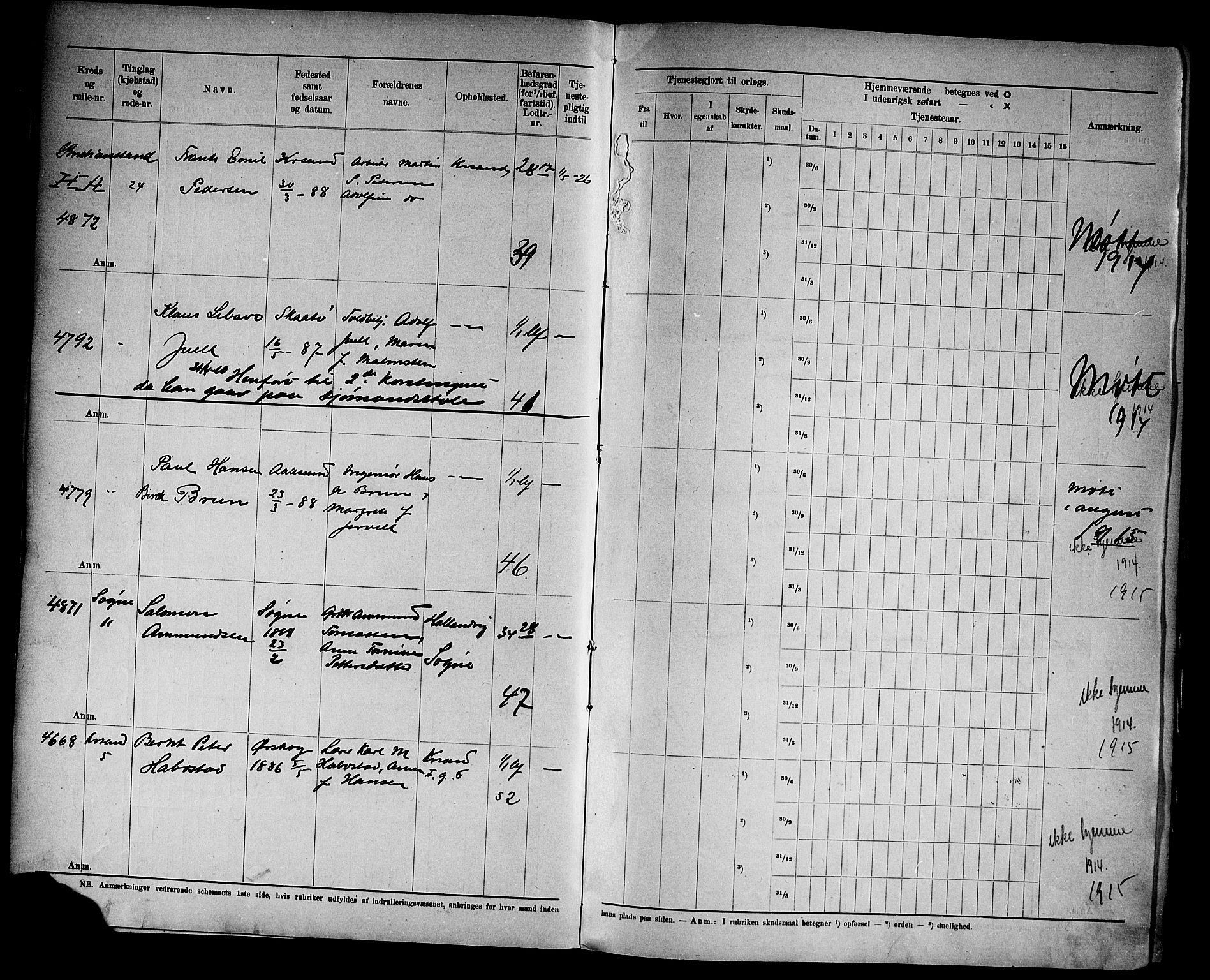 Kristiansand mønstringskrets, SAK/2031-0015/F/Fd/L0012: Rulle sjøvernepliktige, C-12, 1910, p. 10