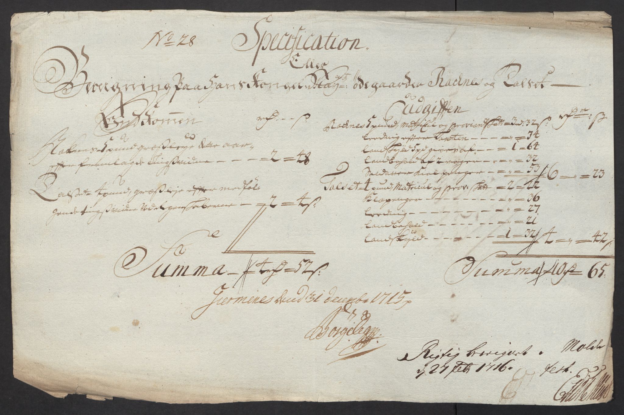 Rentekammeret inntil 1814, Reviderte regnskaper, Fogderegnskap, RA/EA-4092/R55/L3663: Fogderegnskap Romsdal, 1715-1716, p. 222