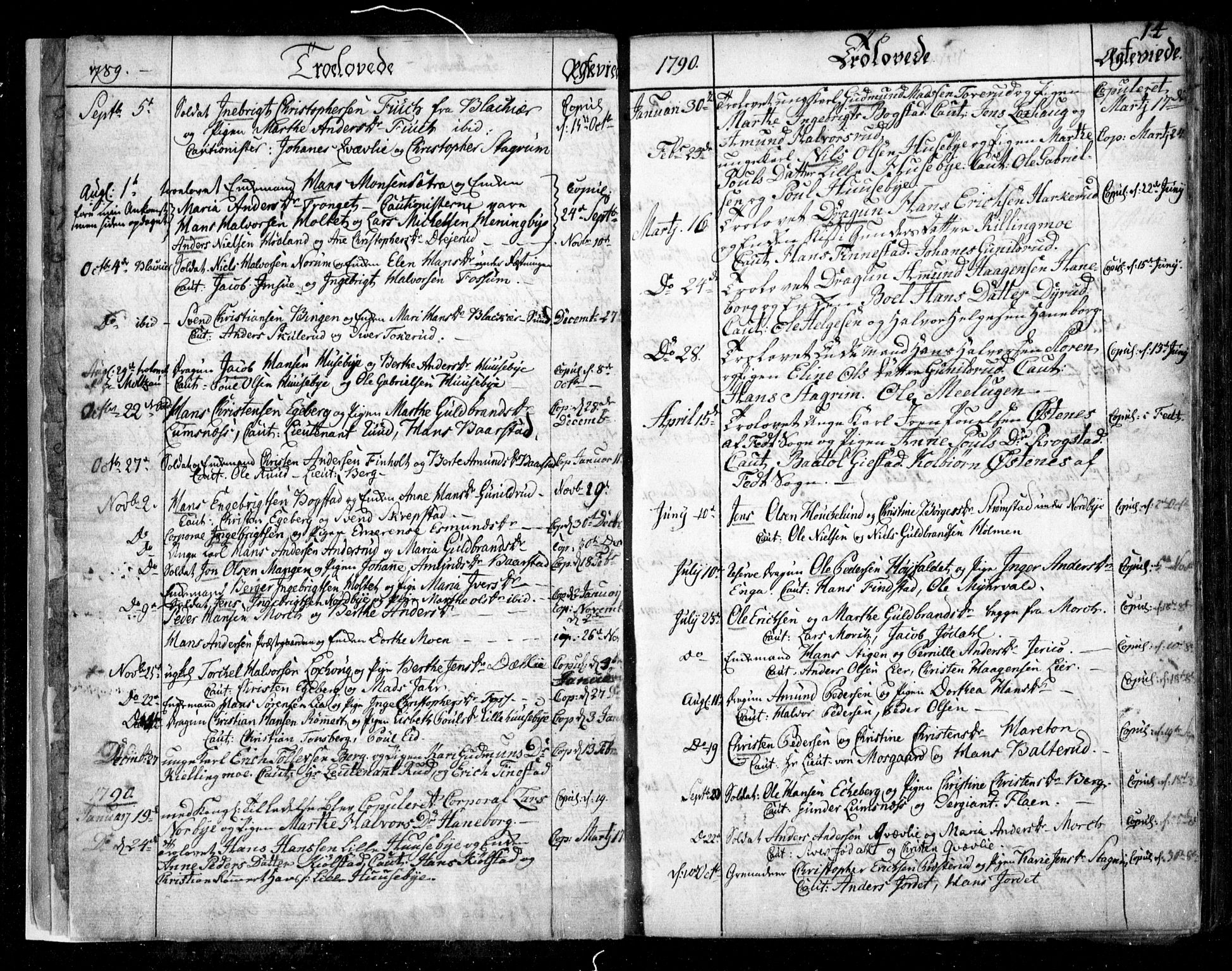 Aurskog prestekontor Kirkebøker, SAO/A-10304a/F/Fa/L0003: Parish register (official) no. I 3, 1767-1807, p. 14