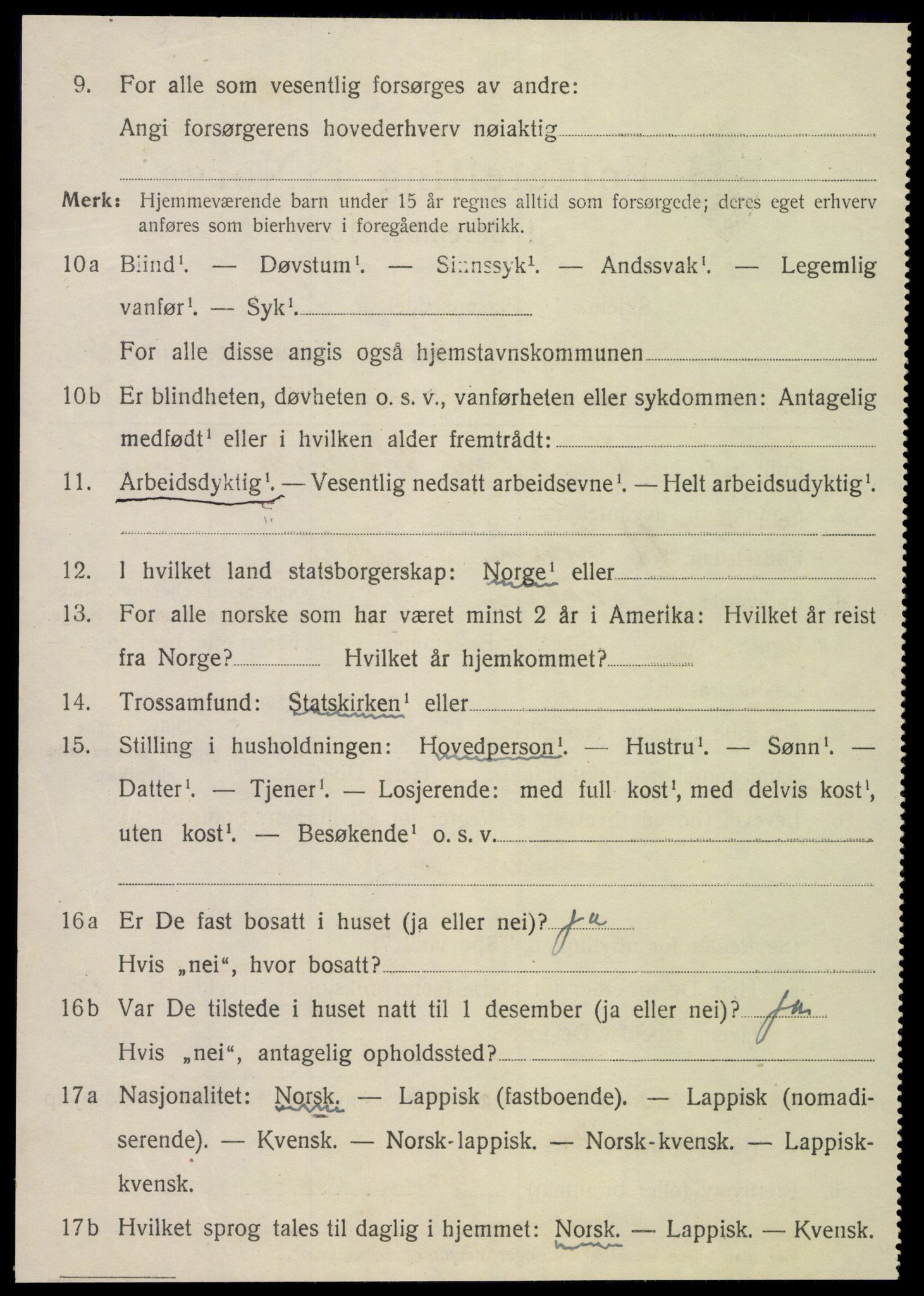 SAT, 1920 census for Sparbu, 1920, p. 4174