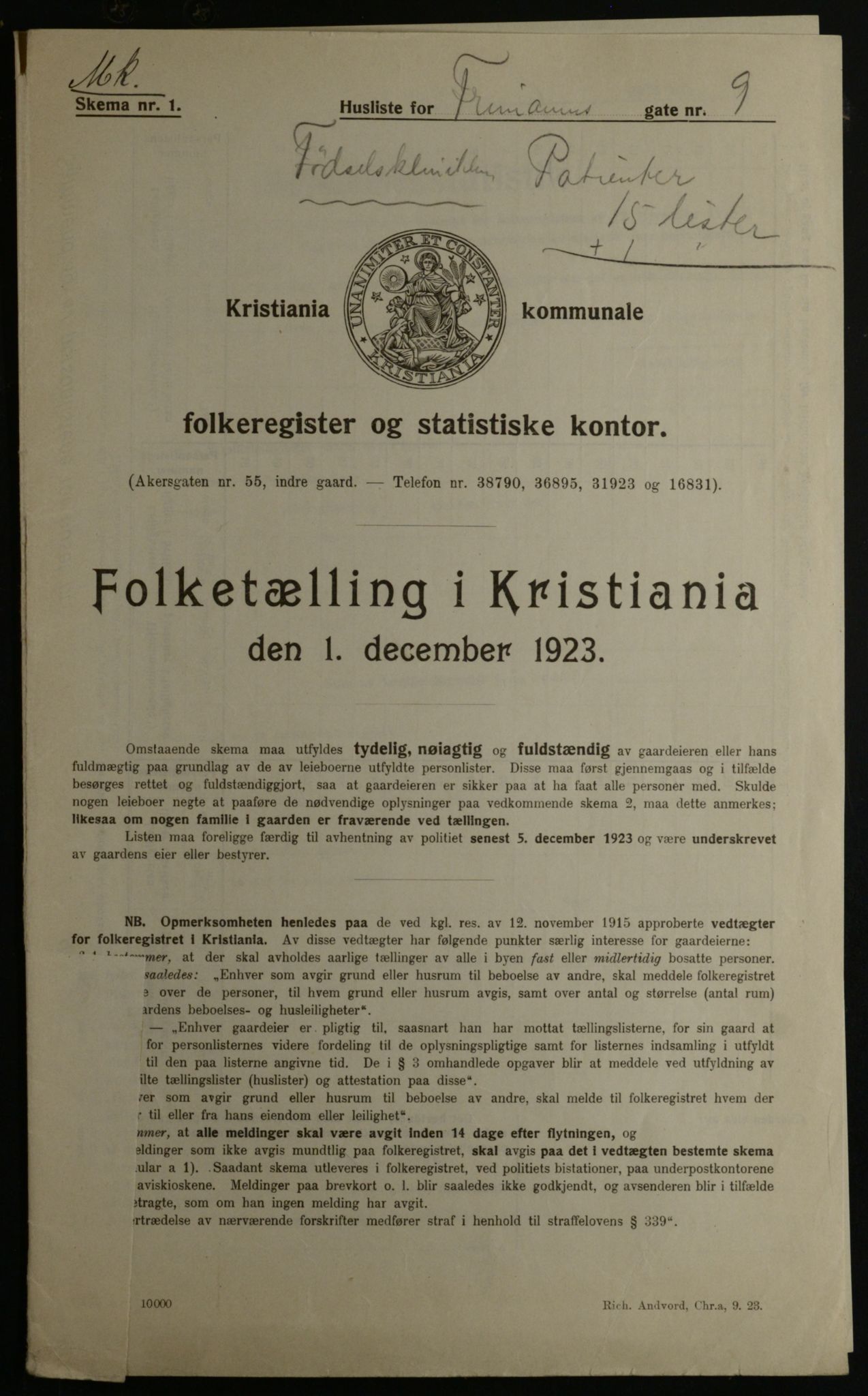 OBA, Municipal Census 1923 for Kristiania, 1923, p. 30240