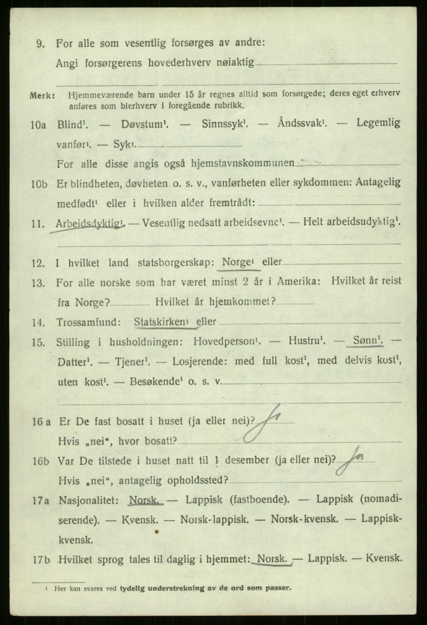 SATØ, 1920 census for Nordreisa, 1920, p. 2708