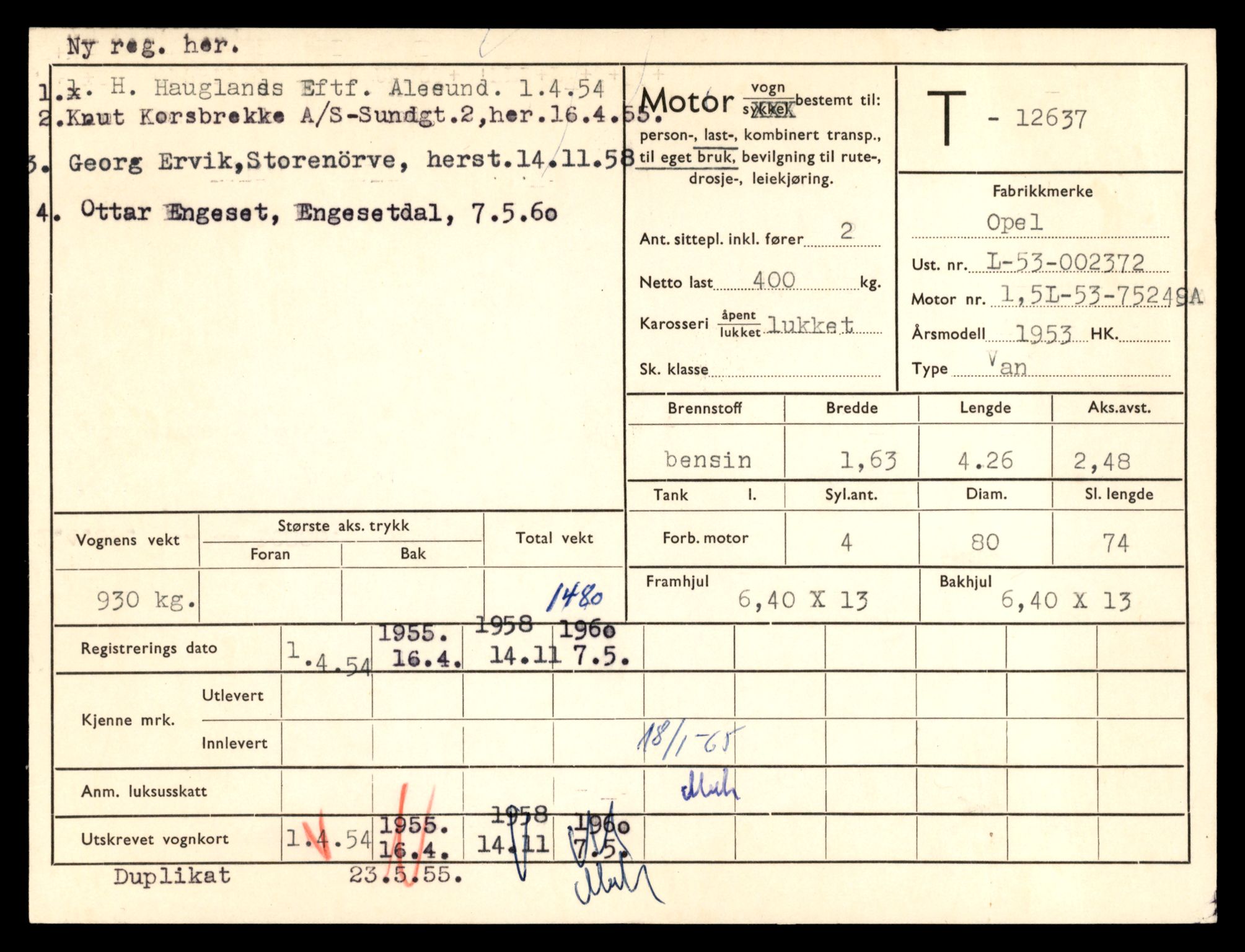 Møre og Romsdal vegkontor - Ålesund trafikkstasjon, AV/SAT-A-4099/F/Fe/L0034: Registreringskort for kjøretøy T 12500 - T 12652, 1927-1998, p. 2698