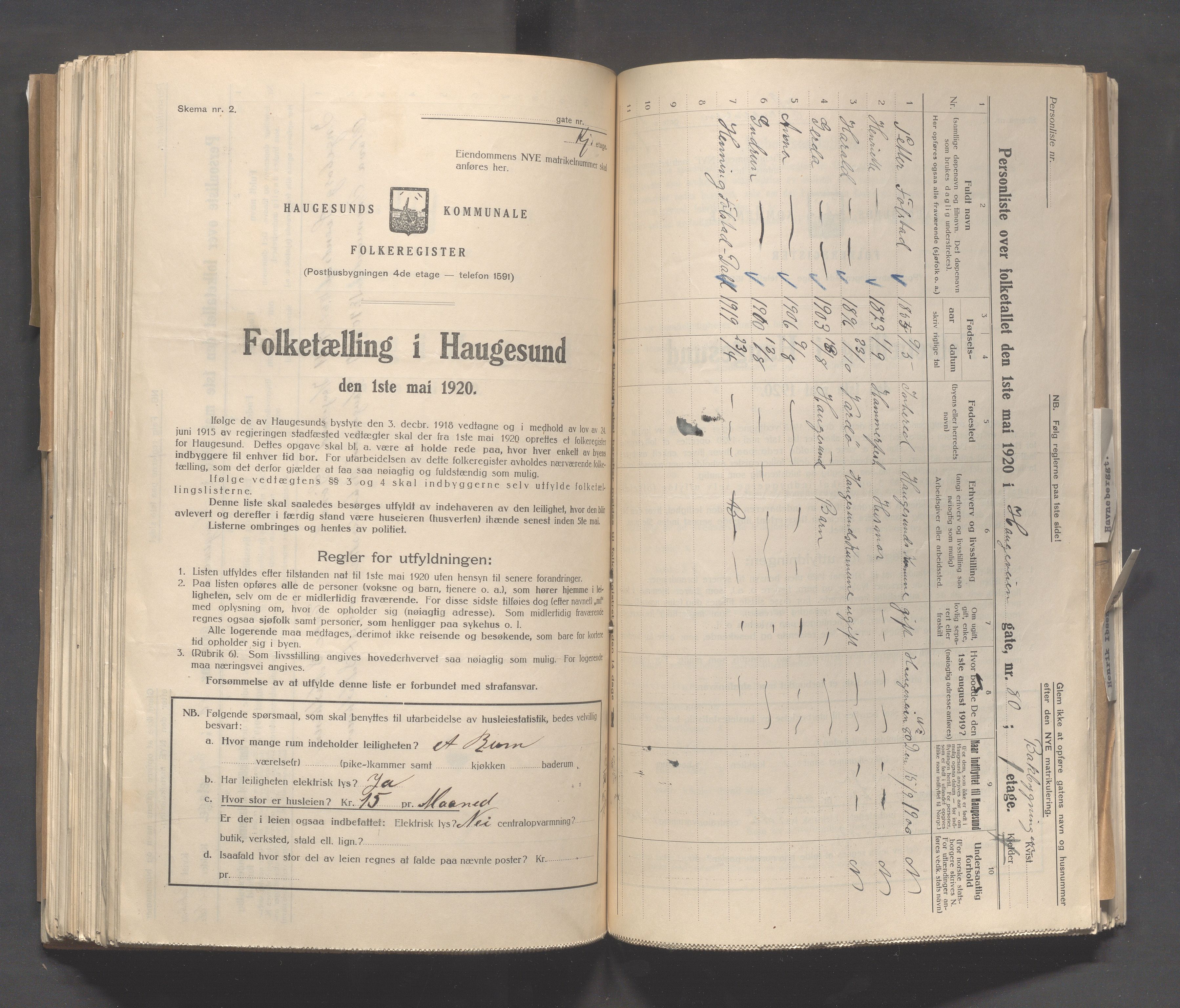 IKAR, Local census 1.5.1920 for Haugesund, 1920, p. 1367