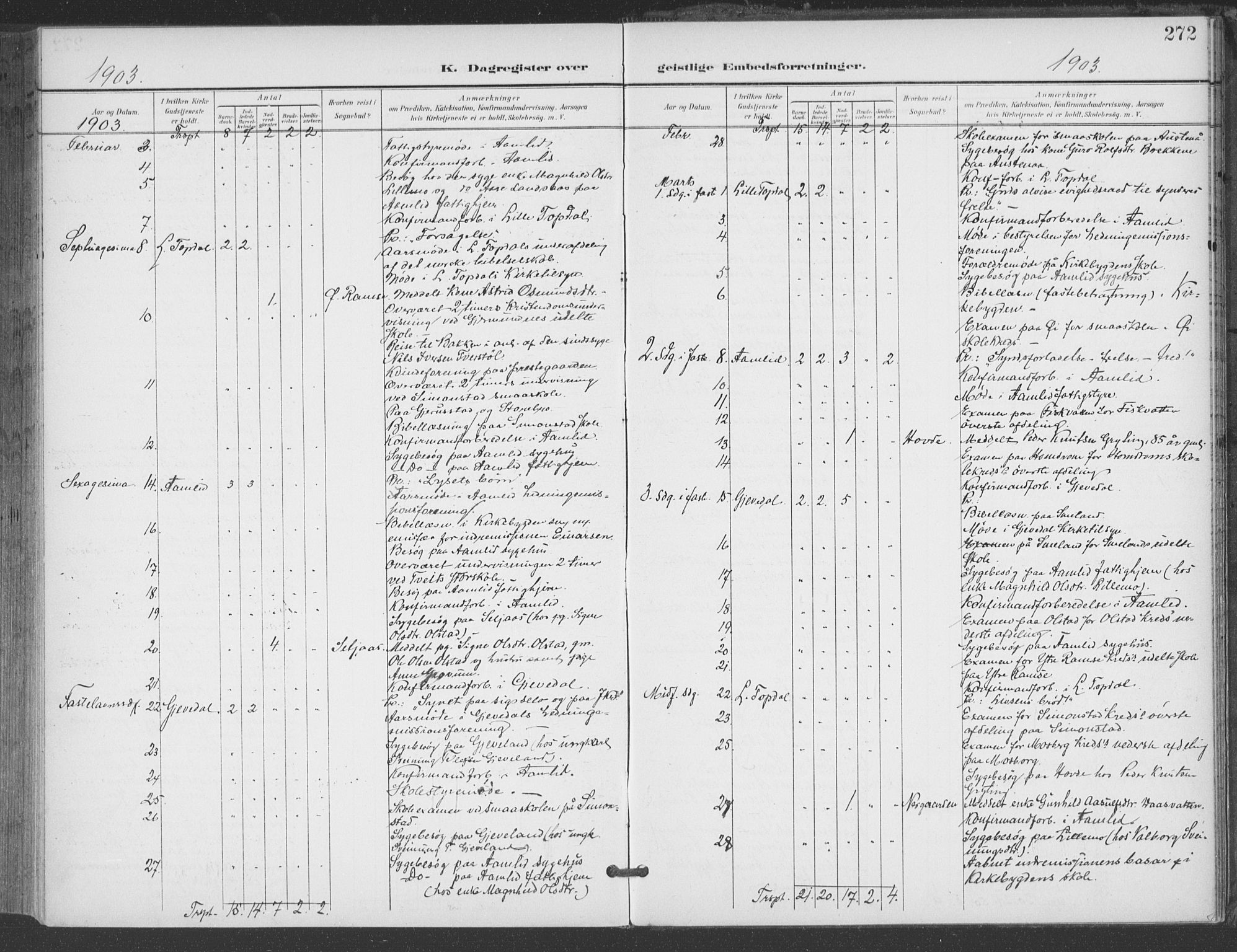 Åmli sokneprestkontor, AV/SAK-1111-0050/F/Fa/Fac/L0012: Parish register (official) no. A 12, 1900-1914, p. 272