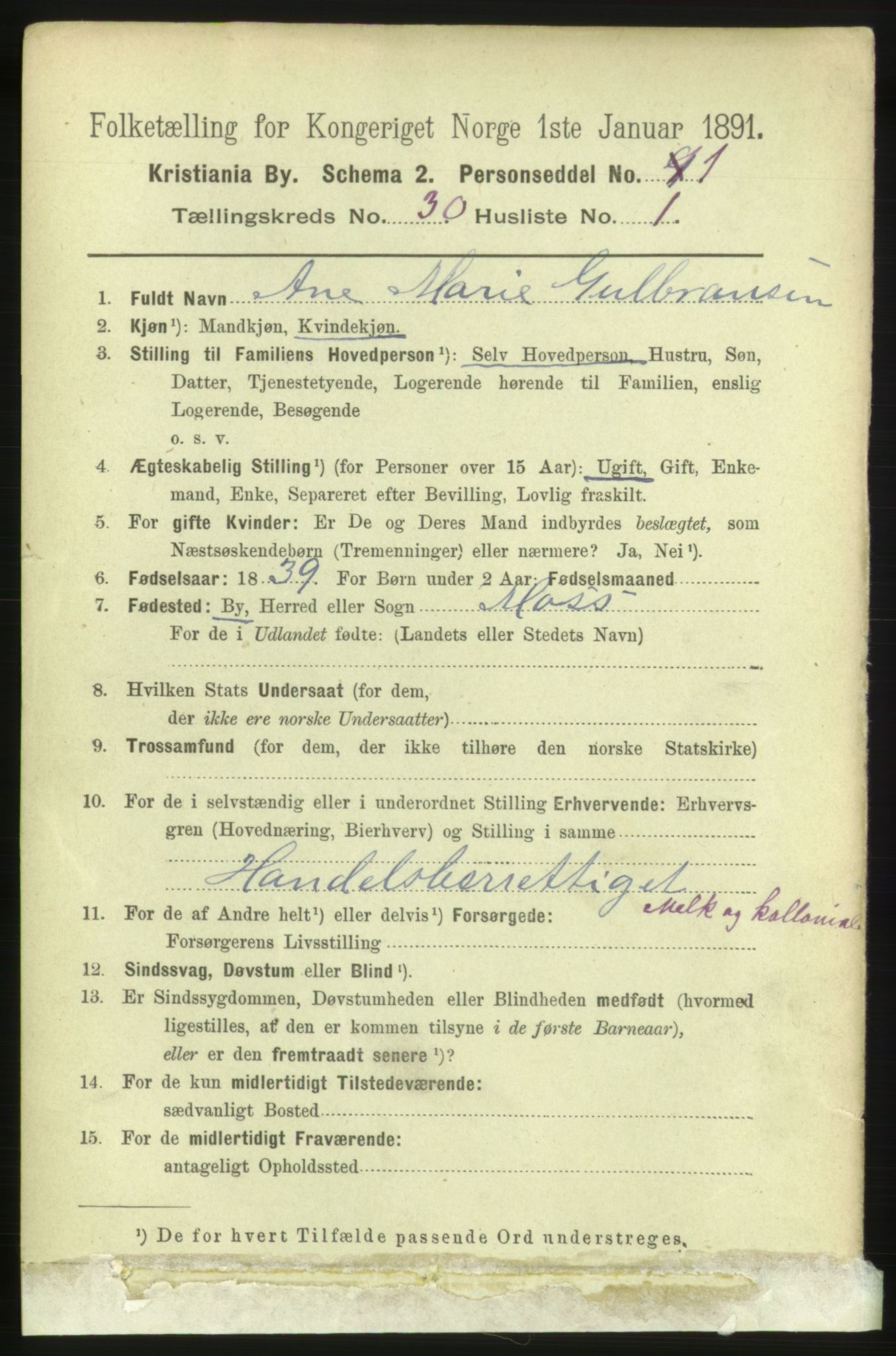 RA, 1891 census for 0301 Kristiania, 1891, p. 15562