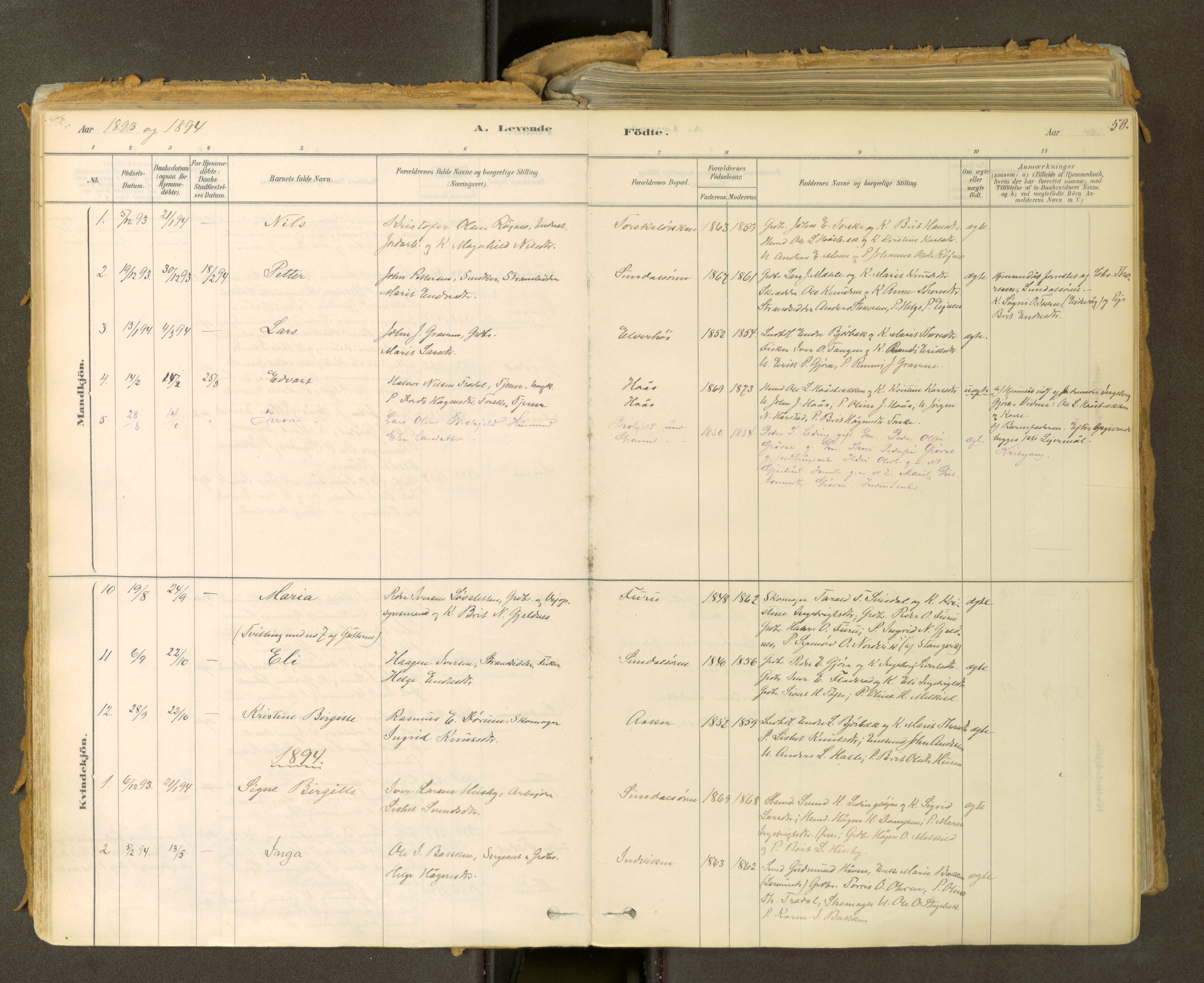 Sunndal sokneprestkontor, SAT/A-1085/1/I/I1/I1a: Parish register (official) no. 2, 1877-1914, p. 50