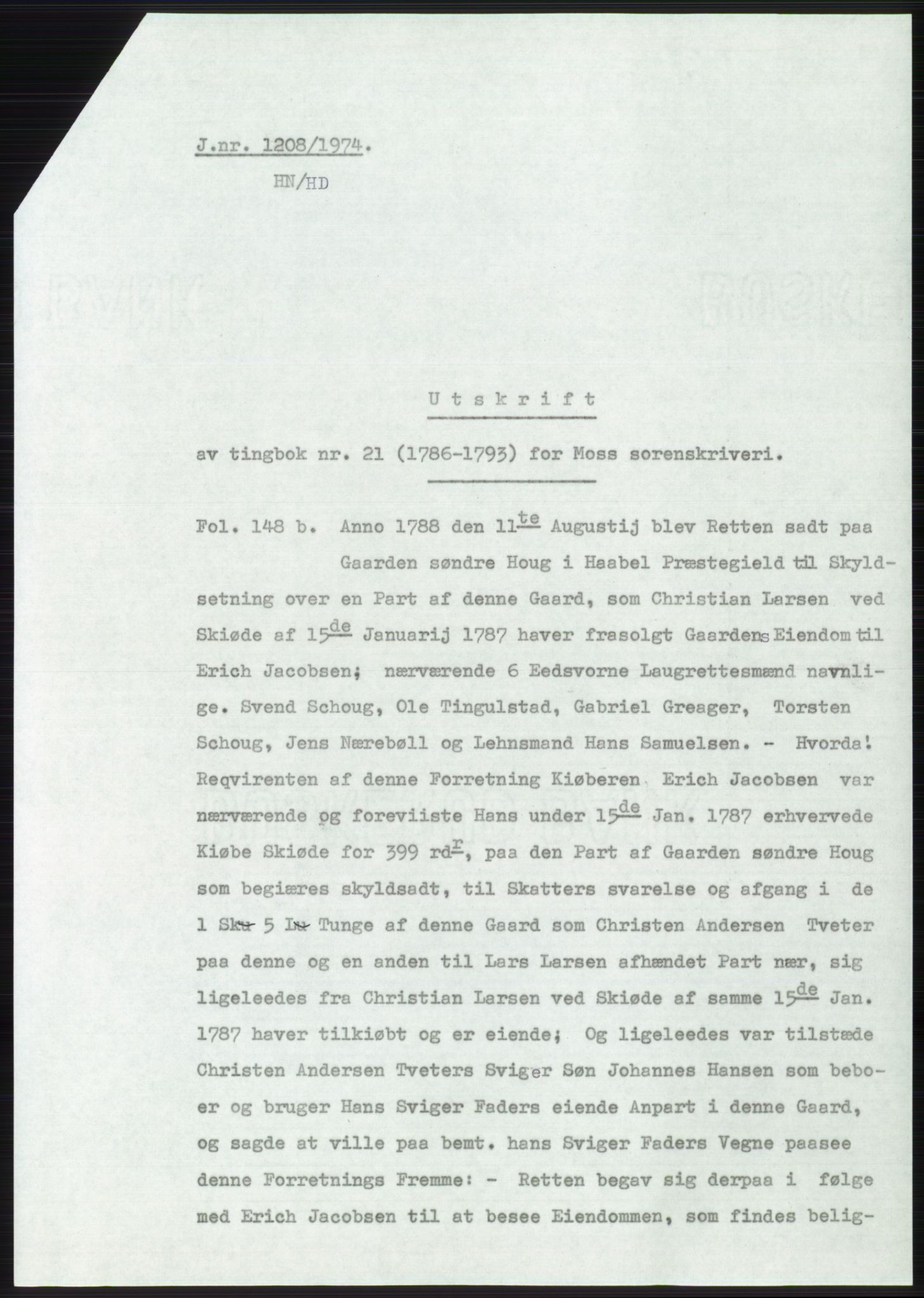 Statsarkivet i Oslo, AV/SAO-A-10621/Z/Zd/L0033: Avskrifter, j.nr 15-2287/1974, 1974, p. 318