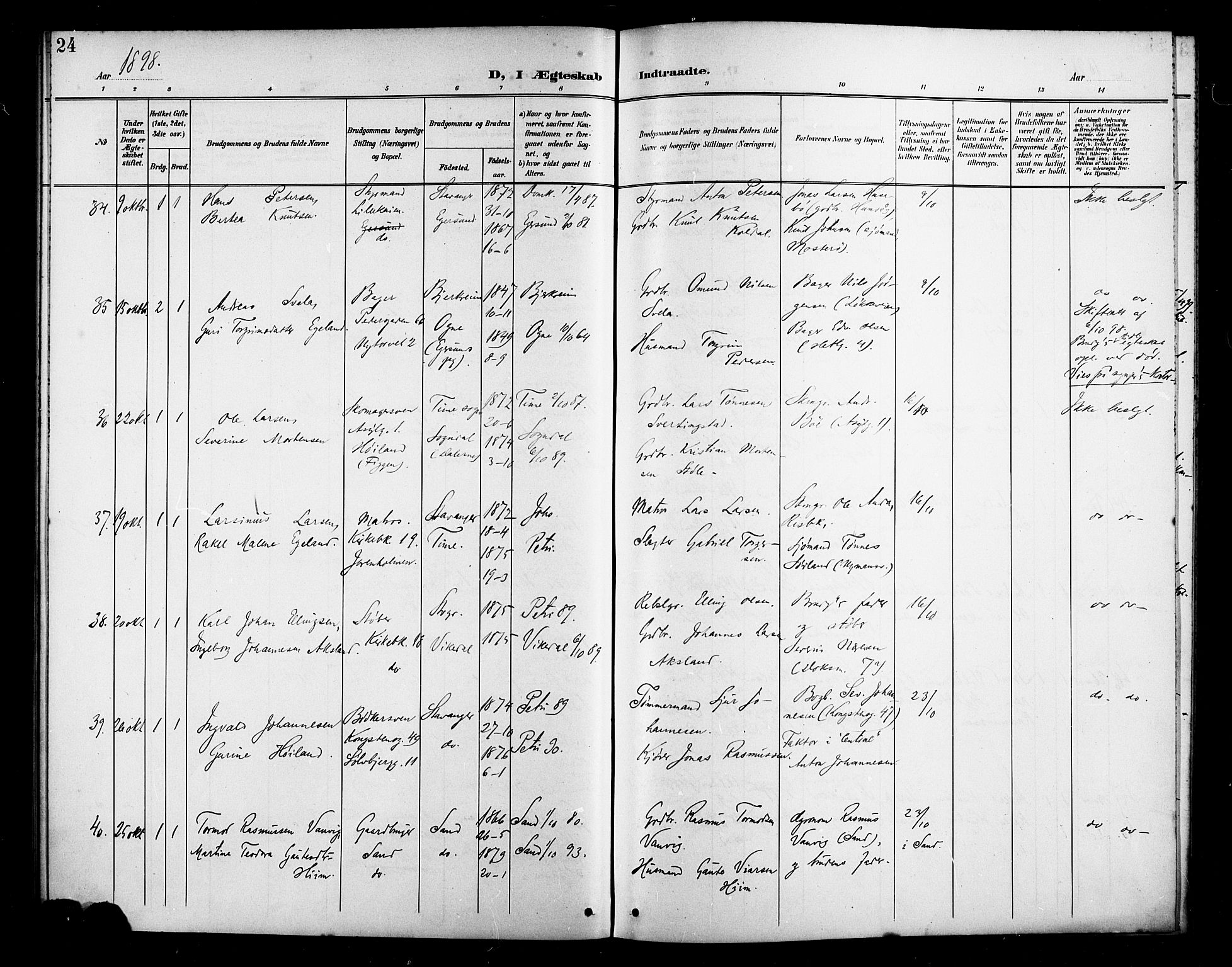St. Petri sokneprestkontor, SAST/A-101813/001/30/30BB/L0007: Parish register (copy) no. B 7, 1895-1902, p. 24