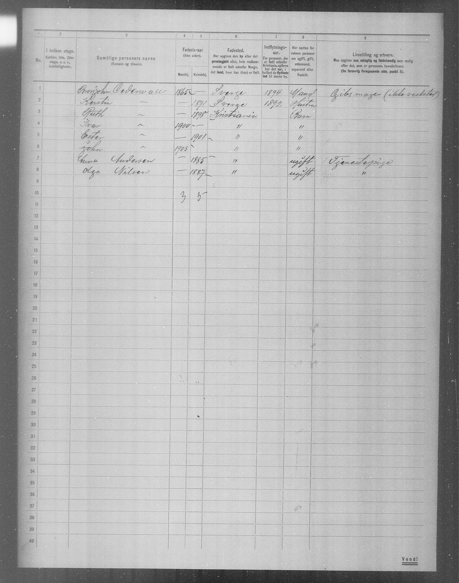 OBA, Municipal Census 1904 for Kristiania, 1904, p. 7839