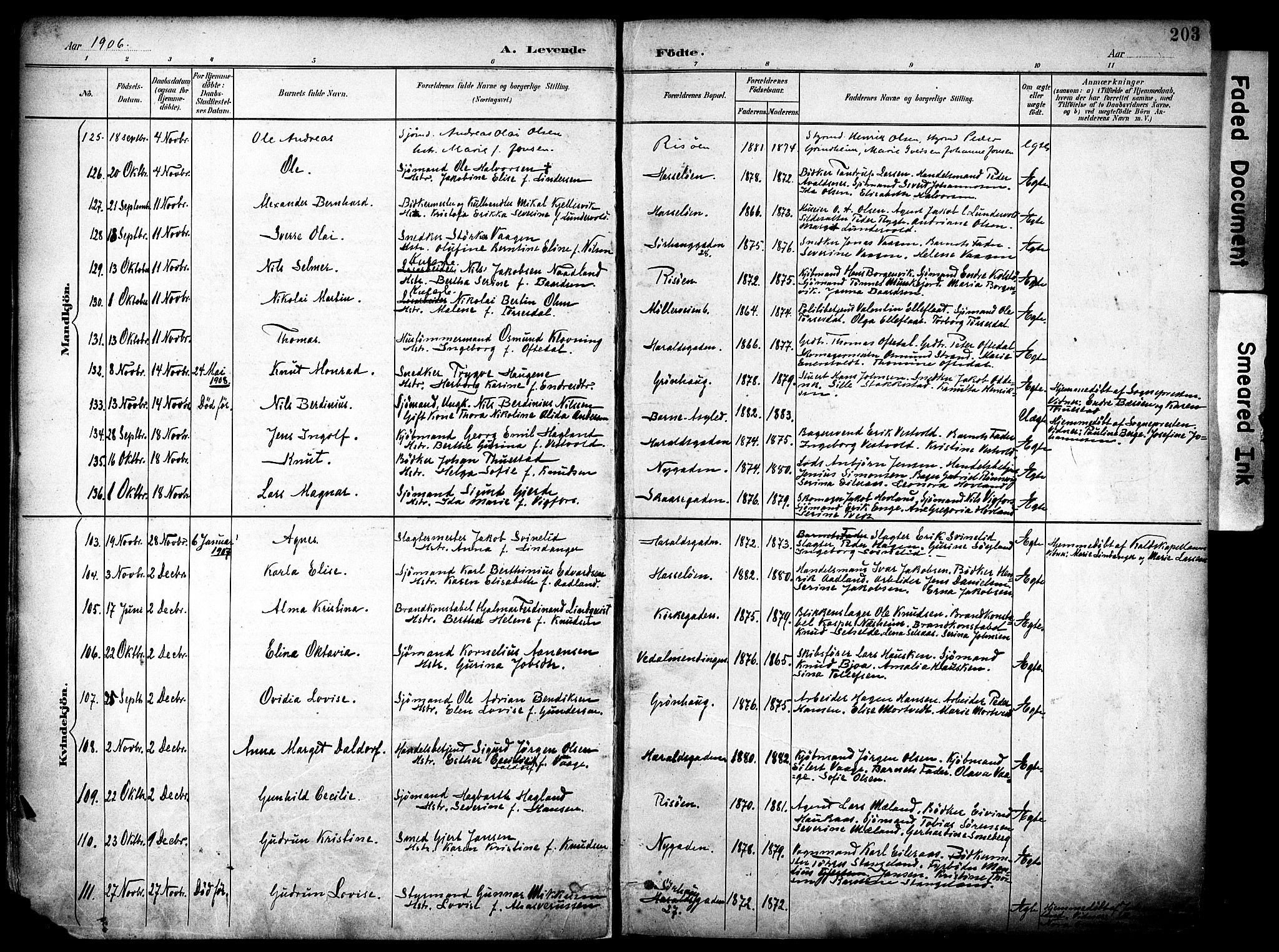 Haugesund sokneprestkontor, AV/SAST-A -101863/H/Ha/Haa/L0006: Parish register (official) no. A 6, 1891-1907, p. 203