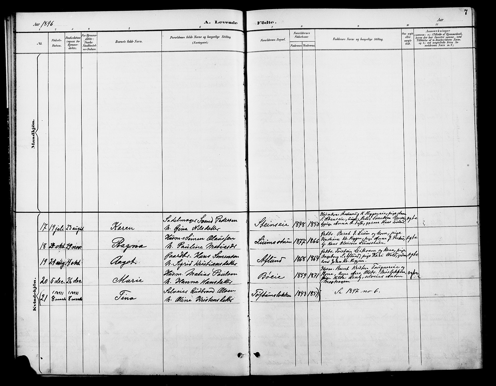 Østre Gausdal prestekontor, SAH/PREST-092/H/Ha/Hab/L0003: Parish register (copy) no. 3, 1894-1915, p. 7