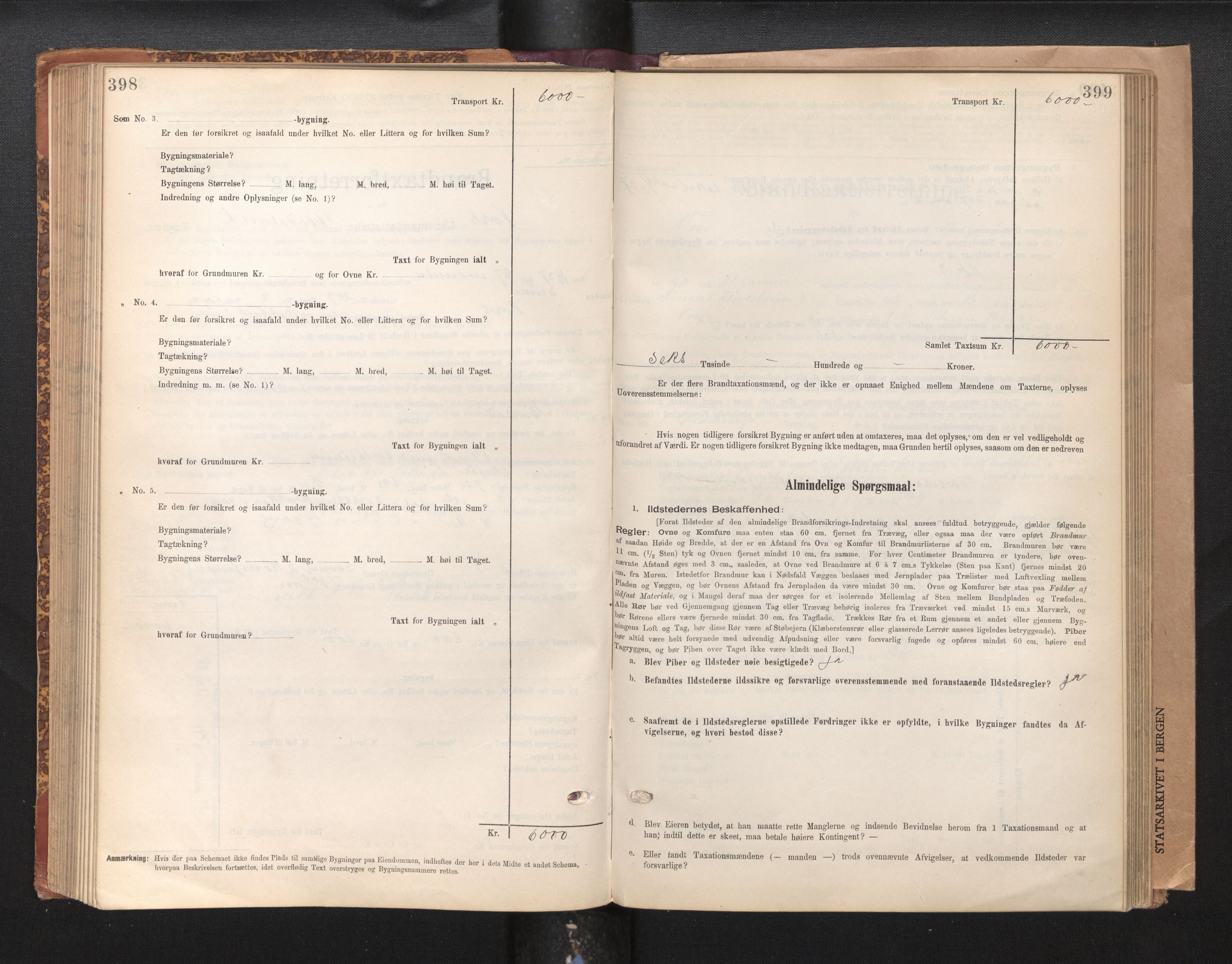 Lensmannen i Voss, SAB/A-35801/0012/L0008: Branntakstprotokoll, skjematakst, 1895-1945, p. 398-399