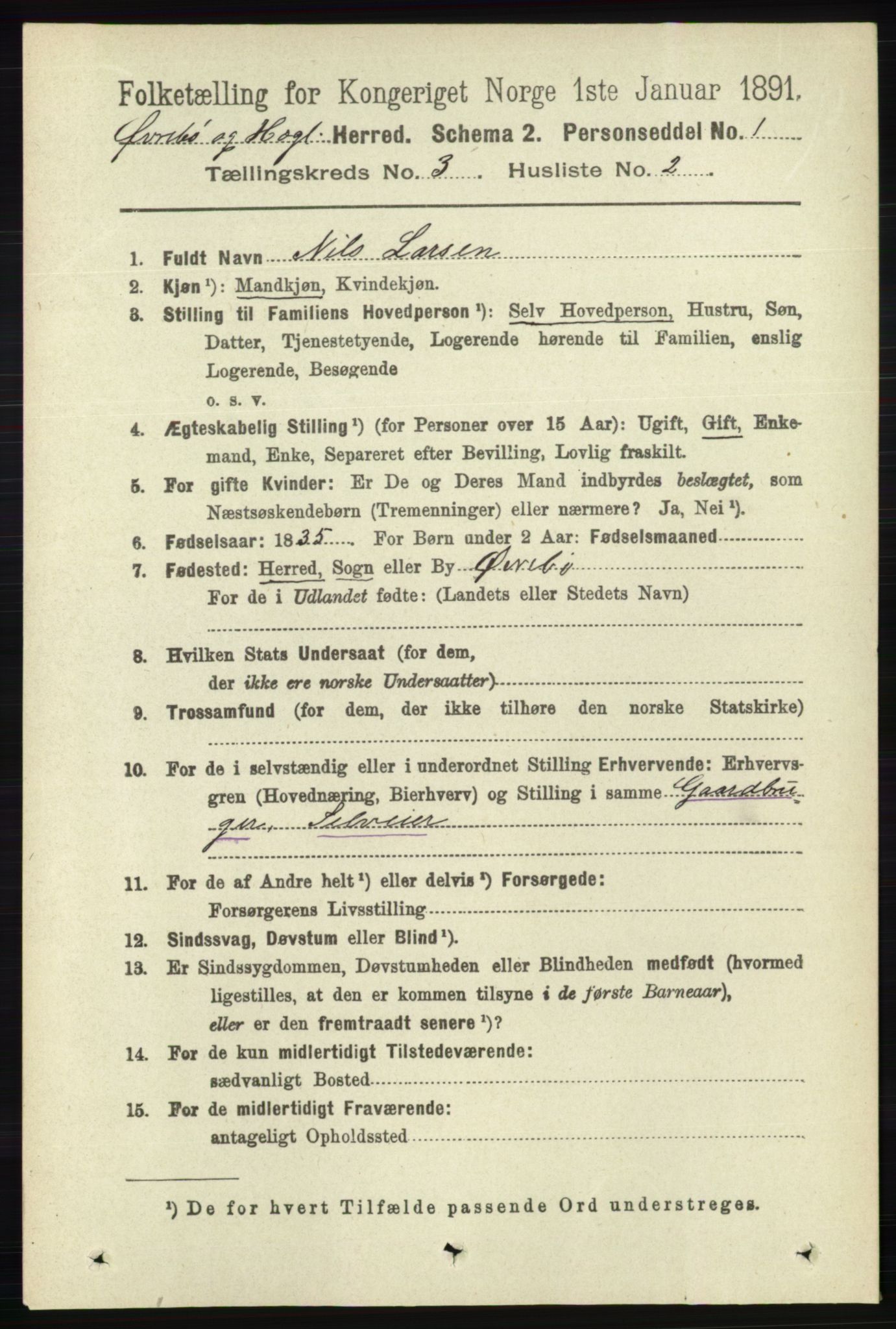 RA, 1891 census for 1016 Øvrebø og Hægeland, 1891, p. 528