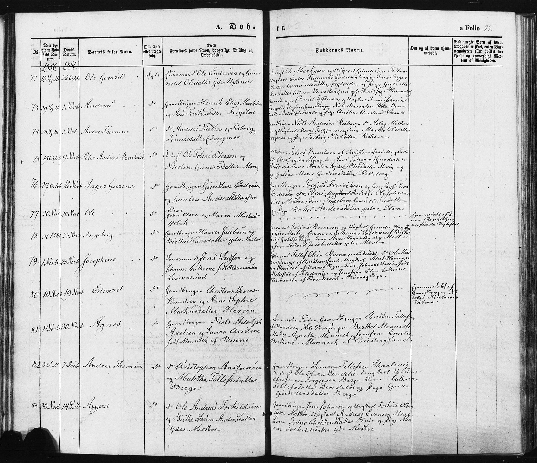 Oddernes sokneprestkontor, AV/SAK-1111-0033/F/Fa/Faa/L0007: Parish register (official) no. A 7, 1851-1863, p. 35