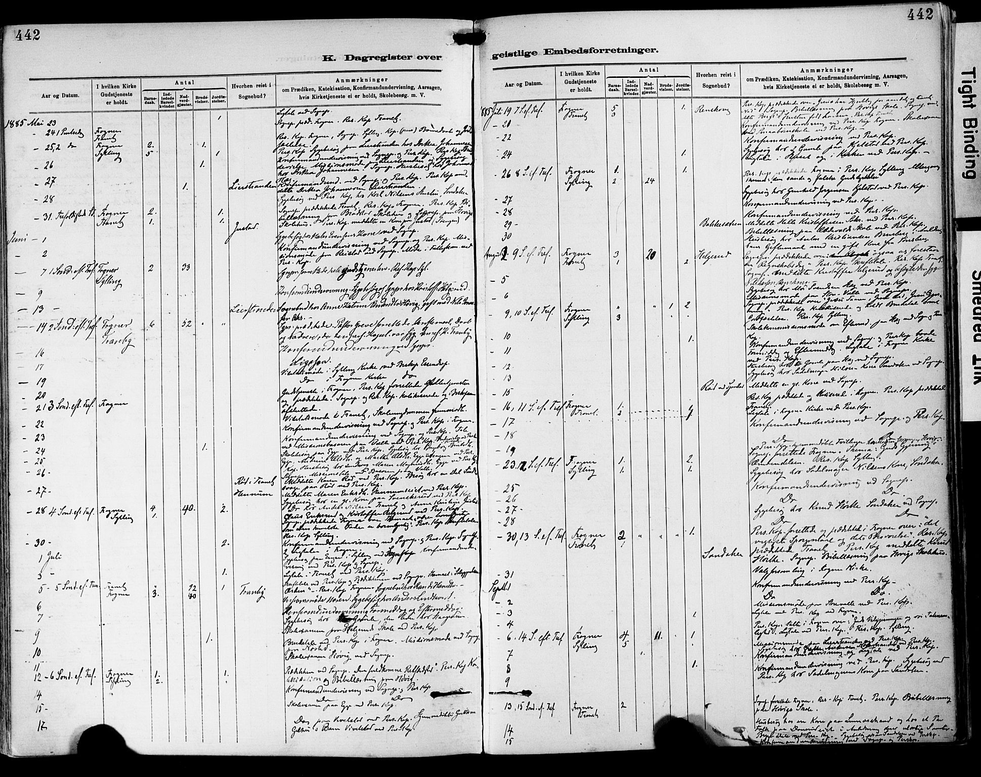 Lier kirkebøker, AV/SAKO-A-230/F/Fa/L0015: Parish register (official) no. I 15, 1883-1894, p. 442