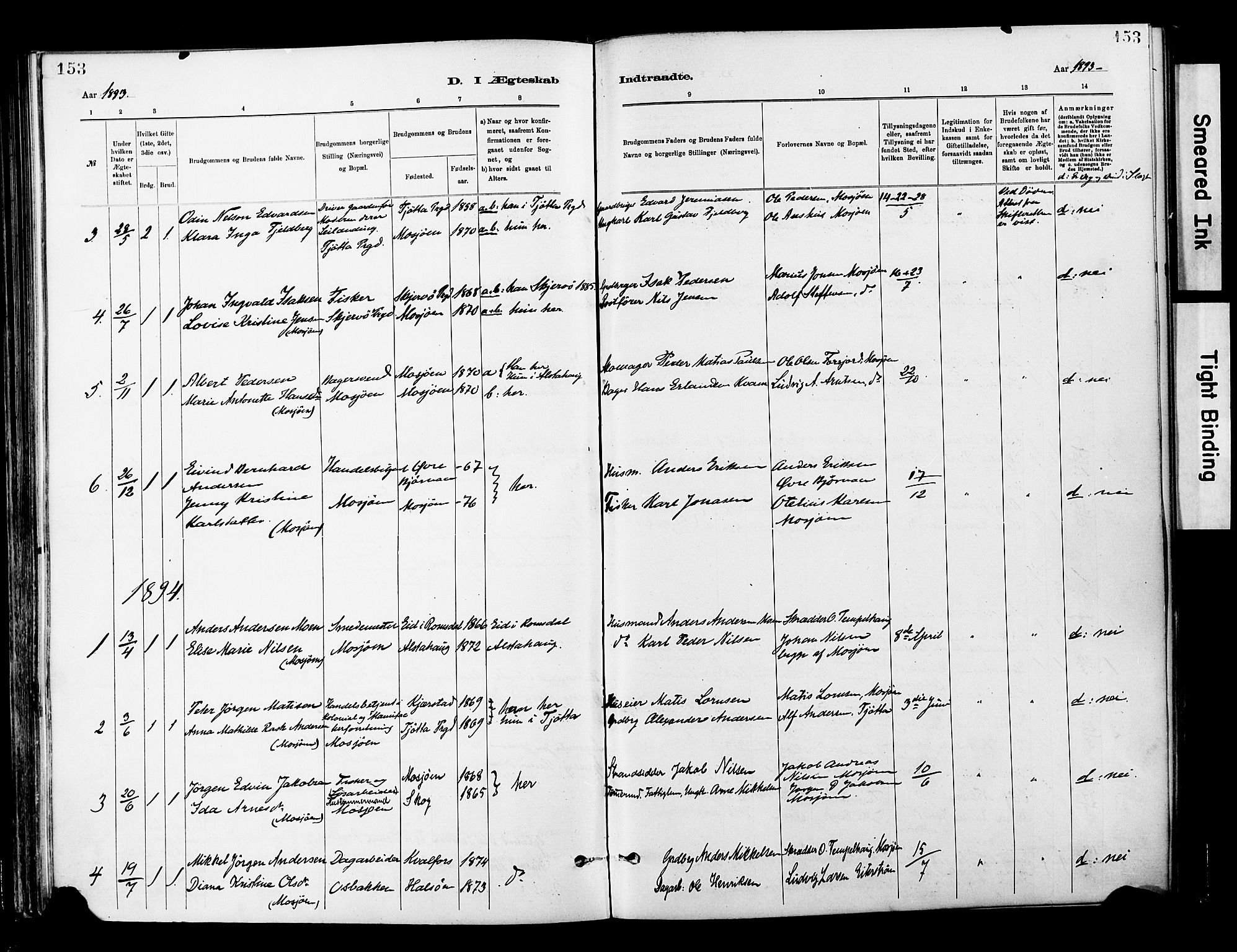 Ministerialprotokoller, klokkerbøker og fødselsregistre - Nordland, SAT/A-1459/820/L0296: Parish register (official) no. 820A17, 1880-1903, p. 153