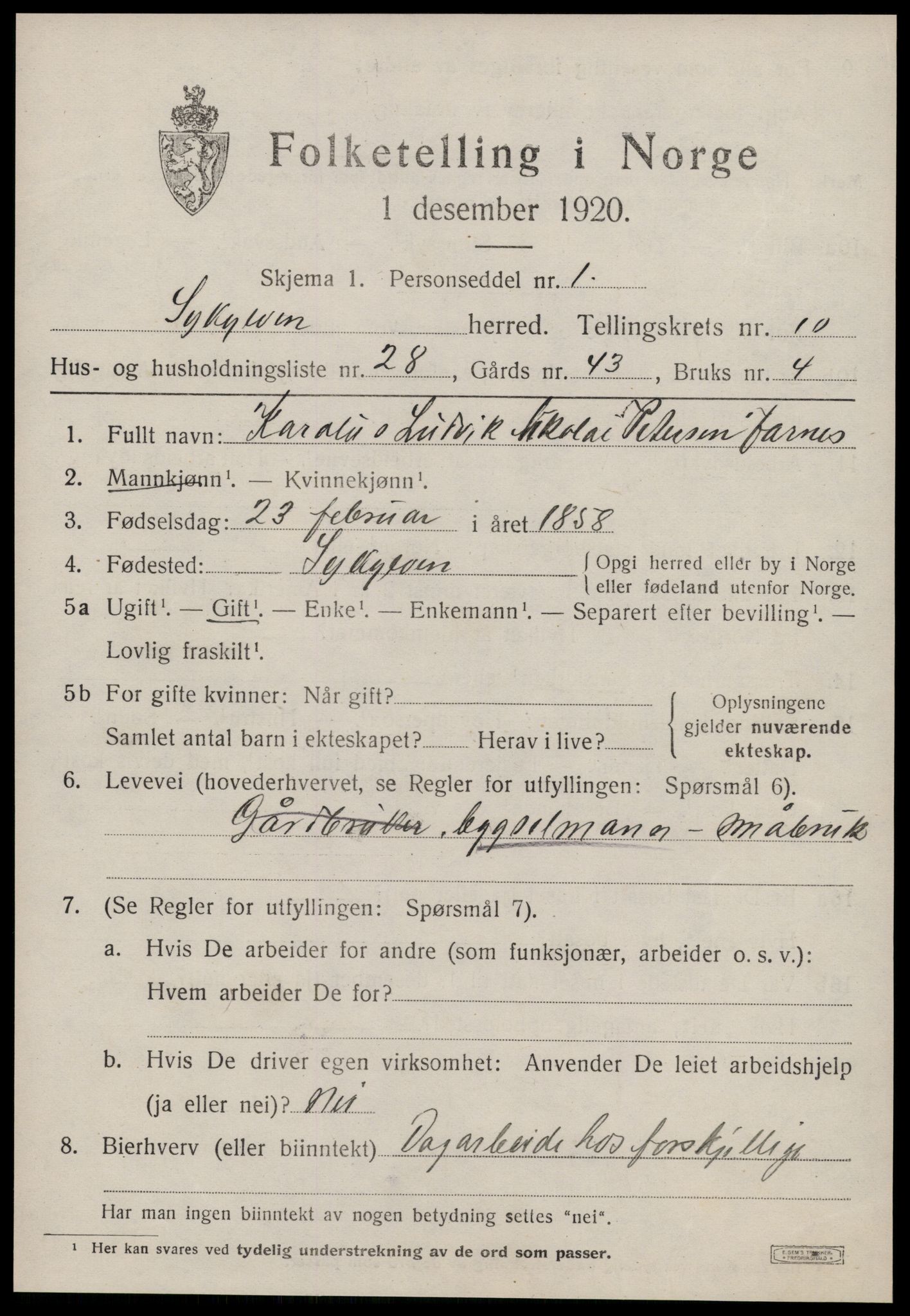 SAT, 1920 census for Sykkylven, 1920, p. 5341