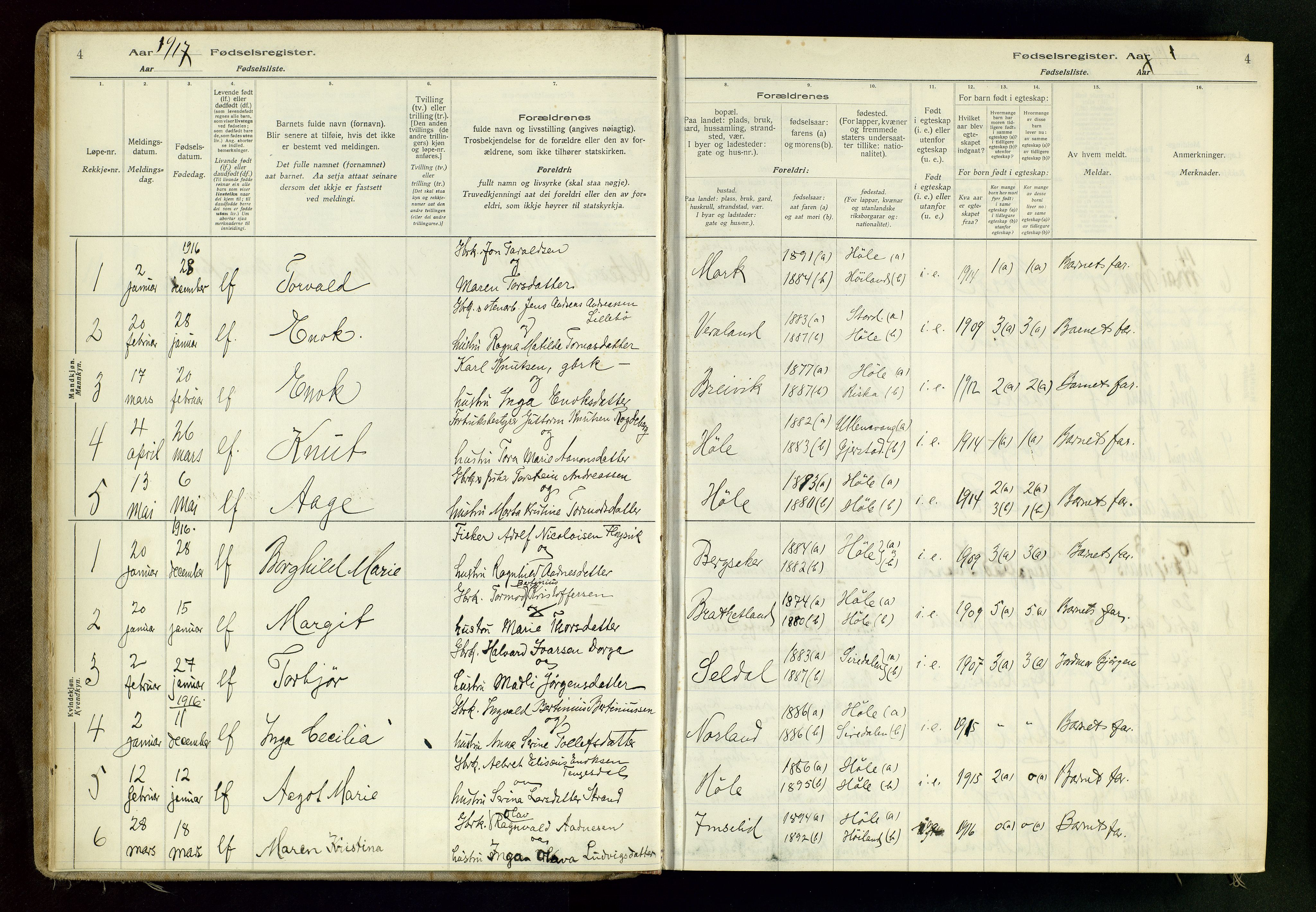 Høgsfjord sokneprestkontor, SAST/A-101624/I/Id/L0001: Birth register no. 1, 1916-1982, p. 4