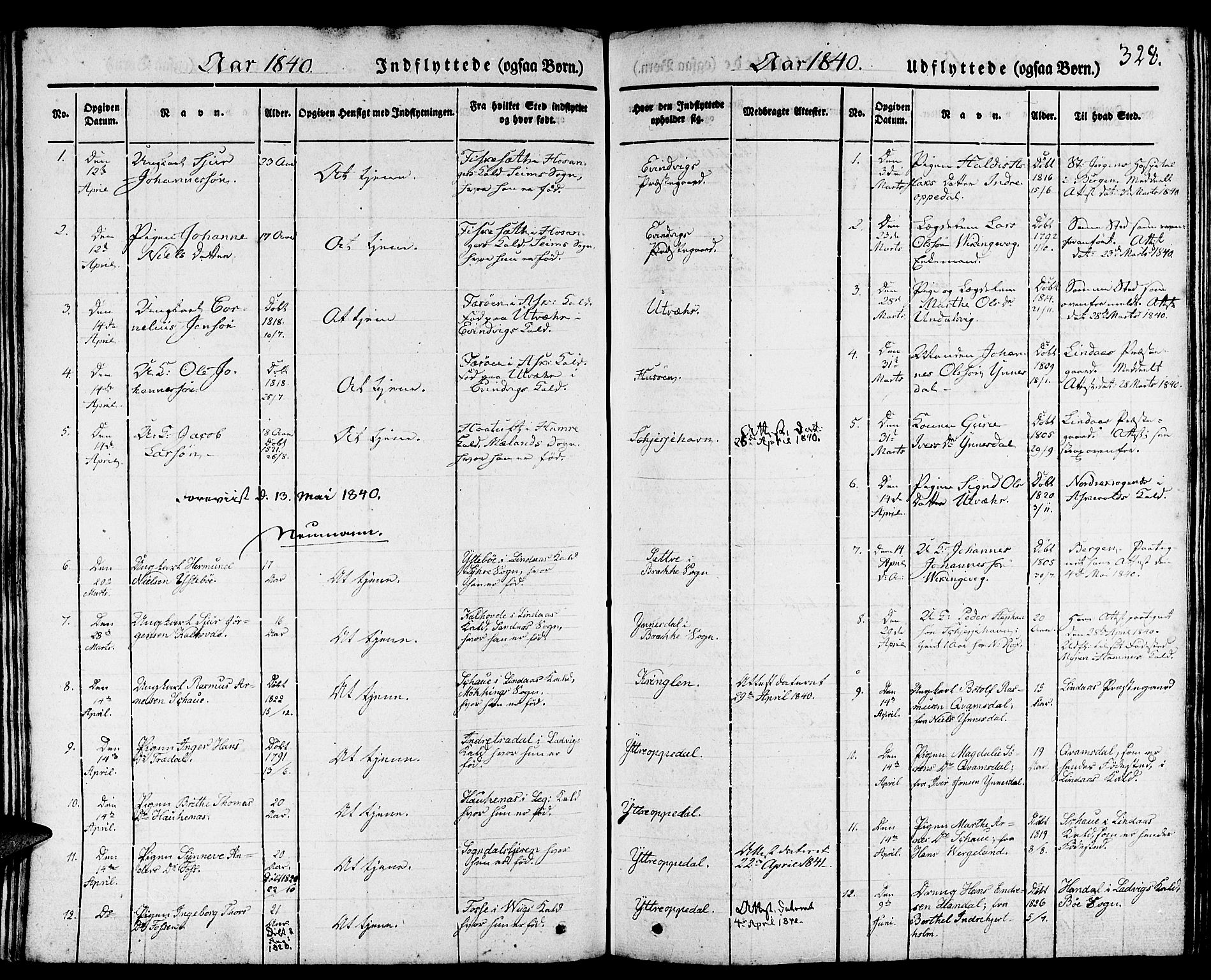 Gulen sokneprestembete, SAB/A-80201/H/Haa/Haaa/L0020: Parish register (official) no. A 20, 1837-1847, p. 328