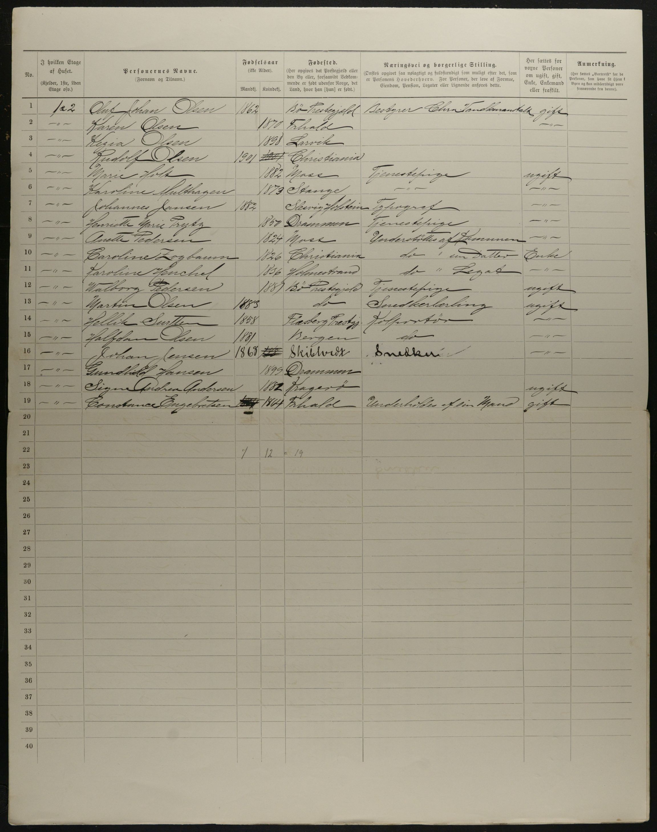 OBA, Municipal Census 1901 for Kristiania, 1901, p. 16749