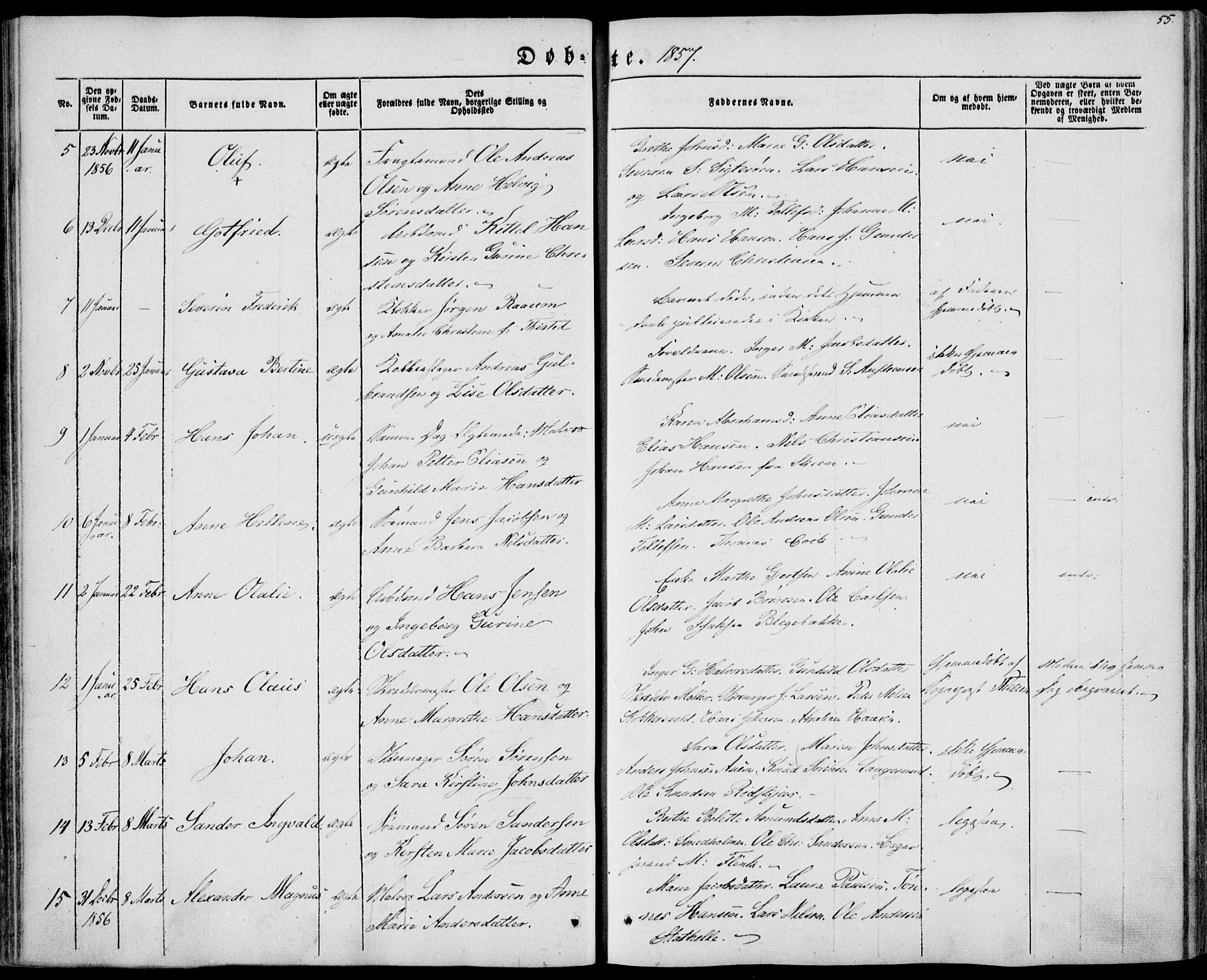 Brevik kirkebøker, AV/SAKO-A-255/F/Fa/L0005: Parish register (official) no. 5, 1847-1865, p. 55