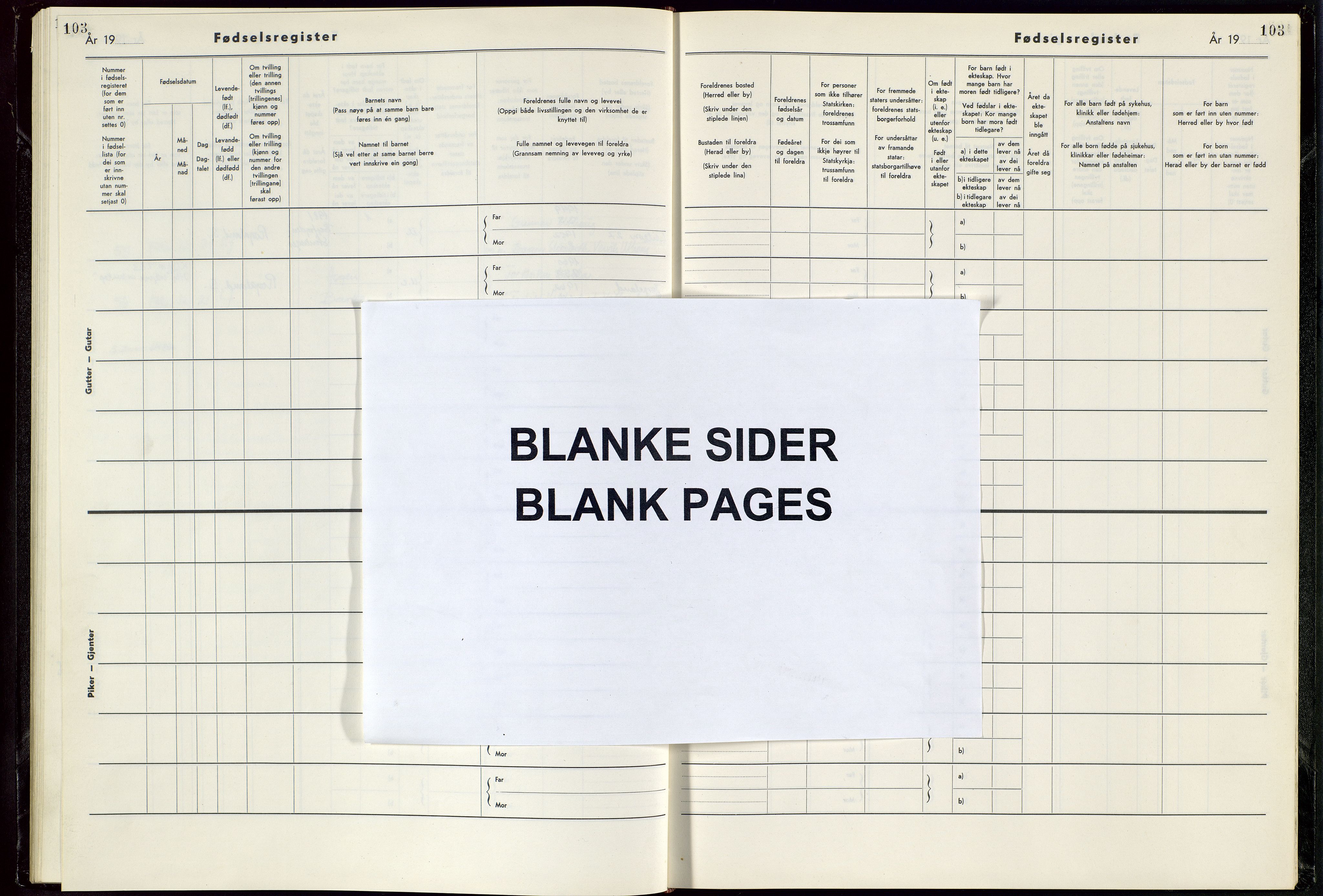 Strand sokneprestkontor, SAST/A-101828/I/Id/L0005: Birth register no. 5, 1970-1982, p. 103