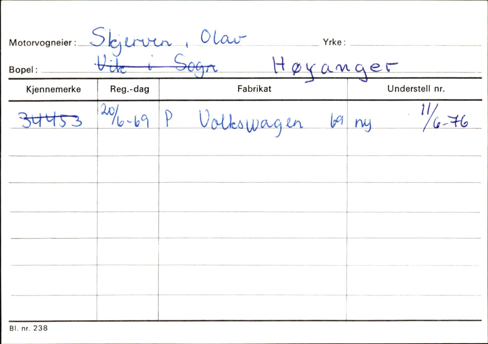 Statens vegvesen, Sogn og Fjordane vegkontor, AV/SAB-A-5301/4/F/L0131: Eigarregister Høyanger P-Å. Stryn S-Å, 1945-1975, p. 229