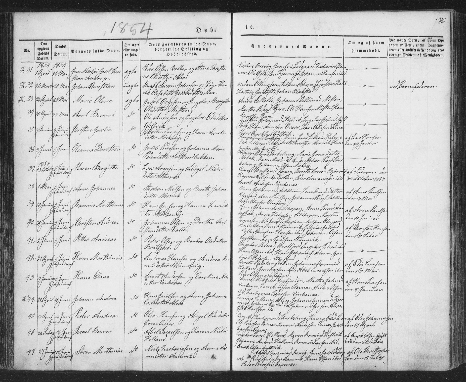 Ministerialprotokoller, klokkerbøker og fødselsregistre - Nordland, AV/SAT-A-1459/853/L0769: Parish register (official) no. 853A08, 1836-1856, p. 86