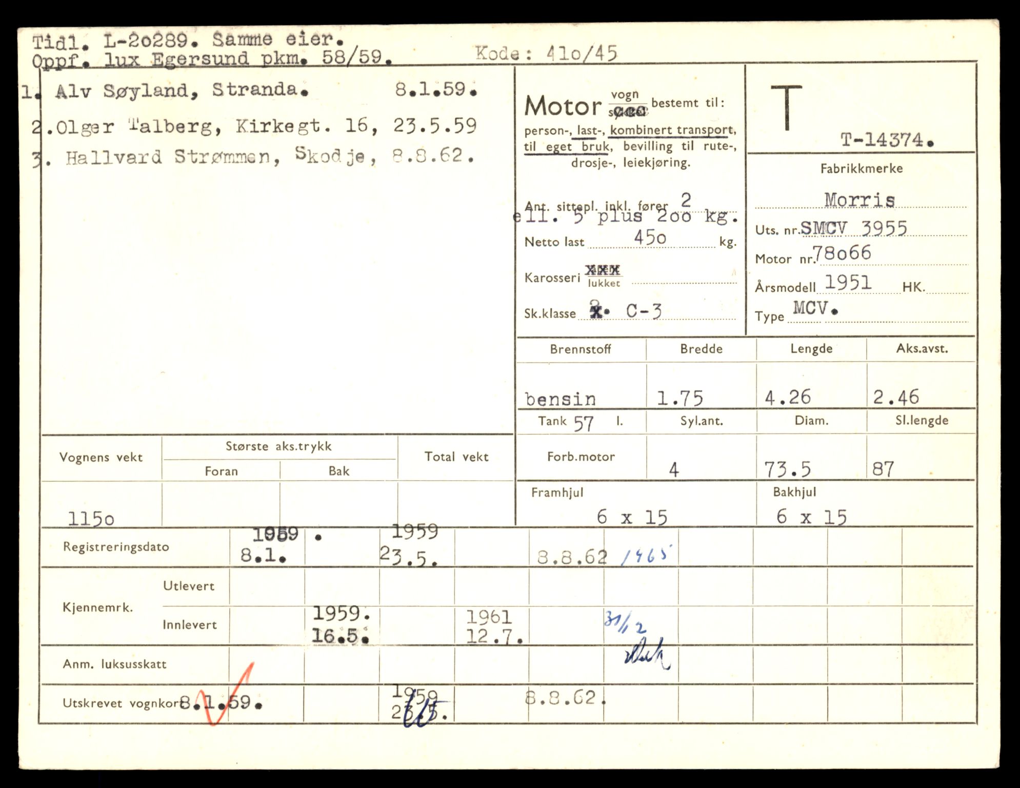 Møre og Romsdal vegkontor - Ålesund trafikkstasjon, AV/SAT-A-4099/F/Fe/L0045: Registreringskort for kjøretøy T 14320 - T 14444, 1927-1998, p. 1451