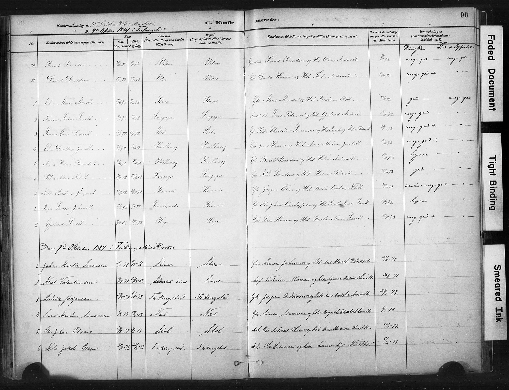 Skudenes sokneprestkontor, SAST/A -101849/H/Ha/Haa/L0010: Parish register (official) no. A 7, 1882-1912, p. 96