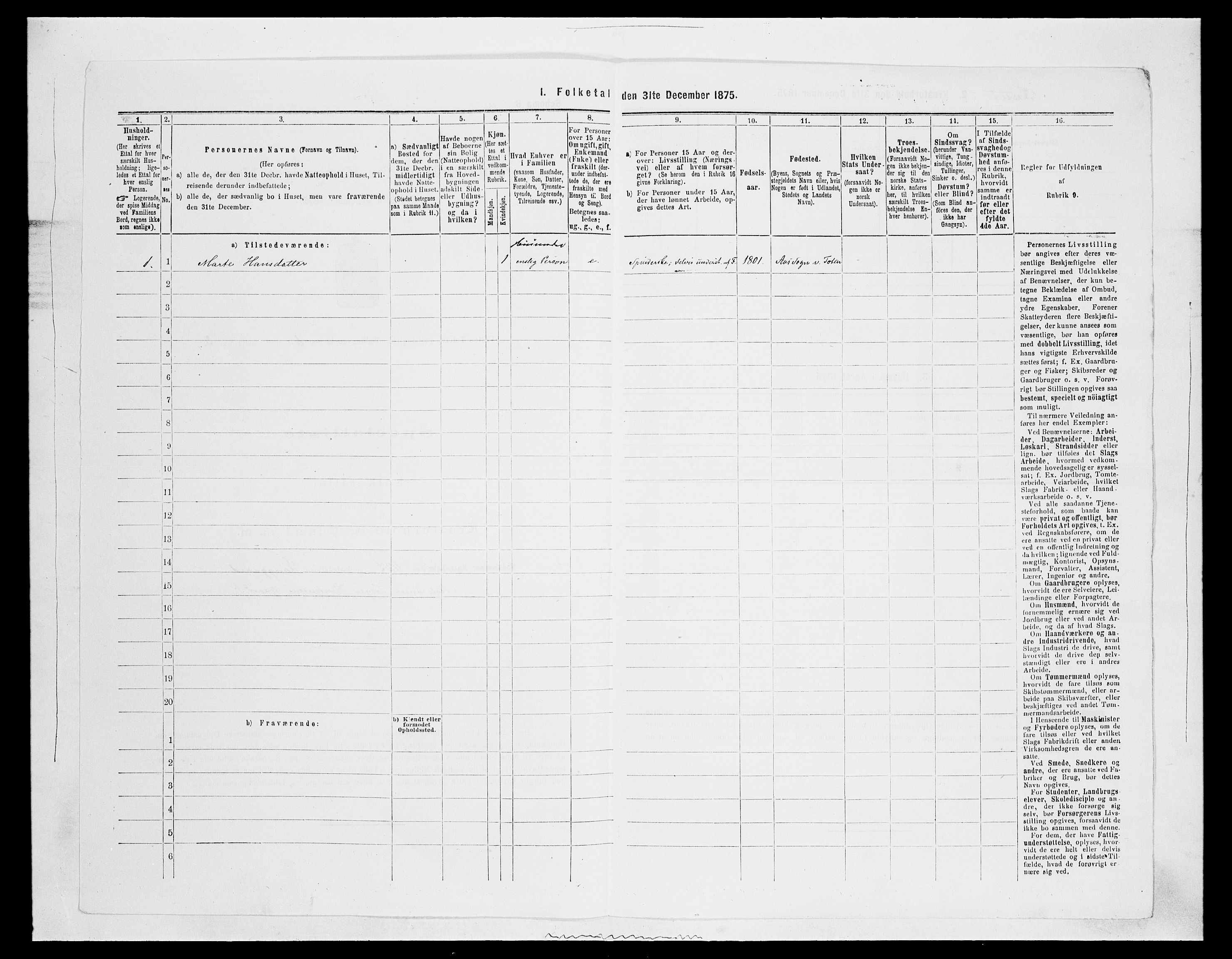 SAH, 1875 census for 0529P Vestre Toten, 1875, p. 1156