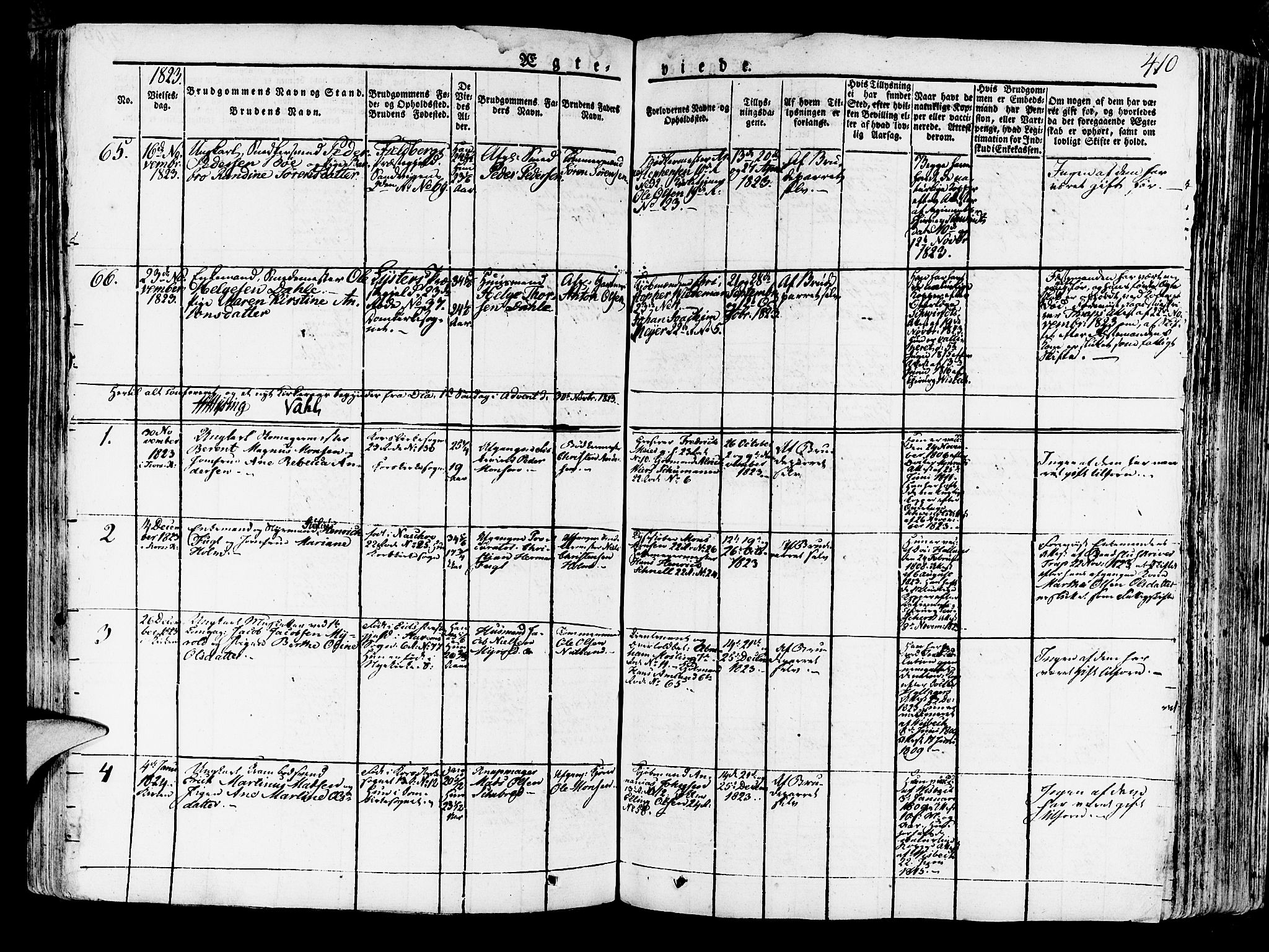 Korskirken sokneprestembete, SAB/A-76101/H/Haa/L0014: Parish register (official) no. A 14, 1823-1835, p. 410