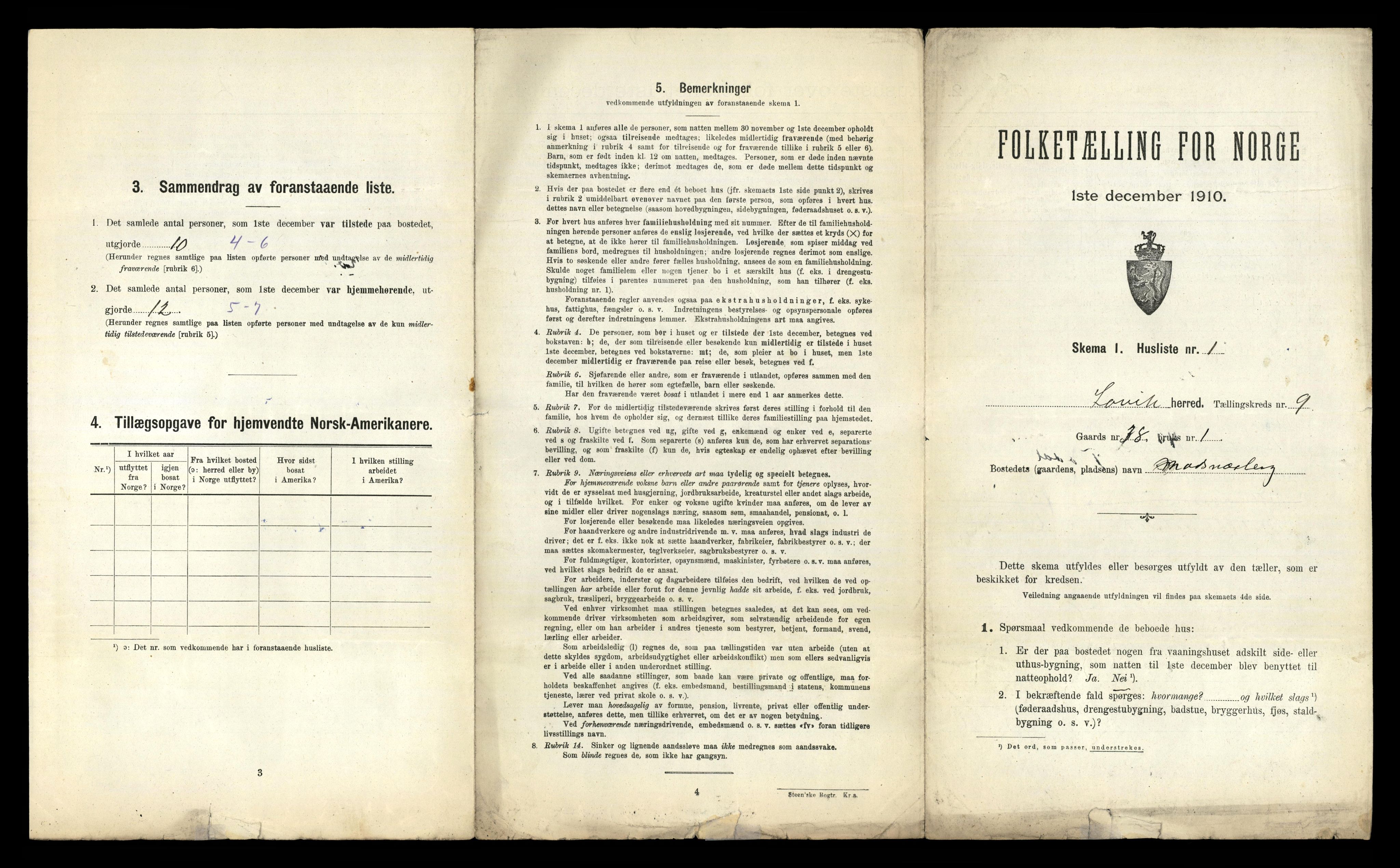 RA, 1910 census for Lavik, 1910, p. 389