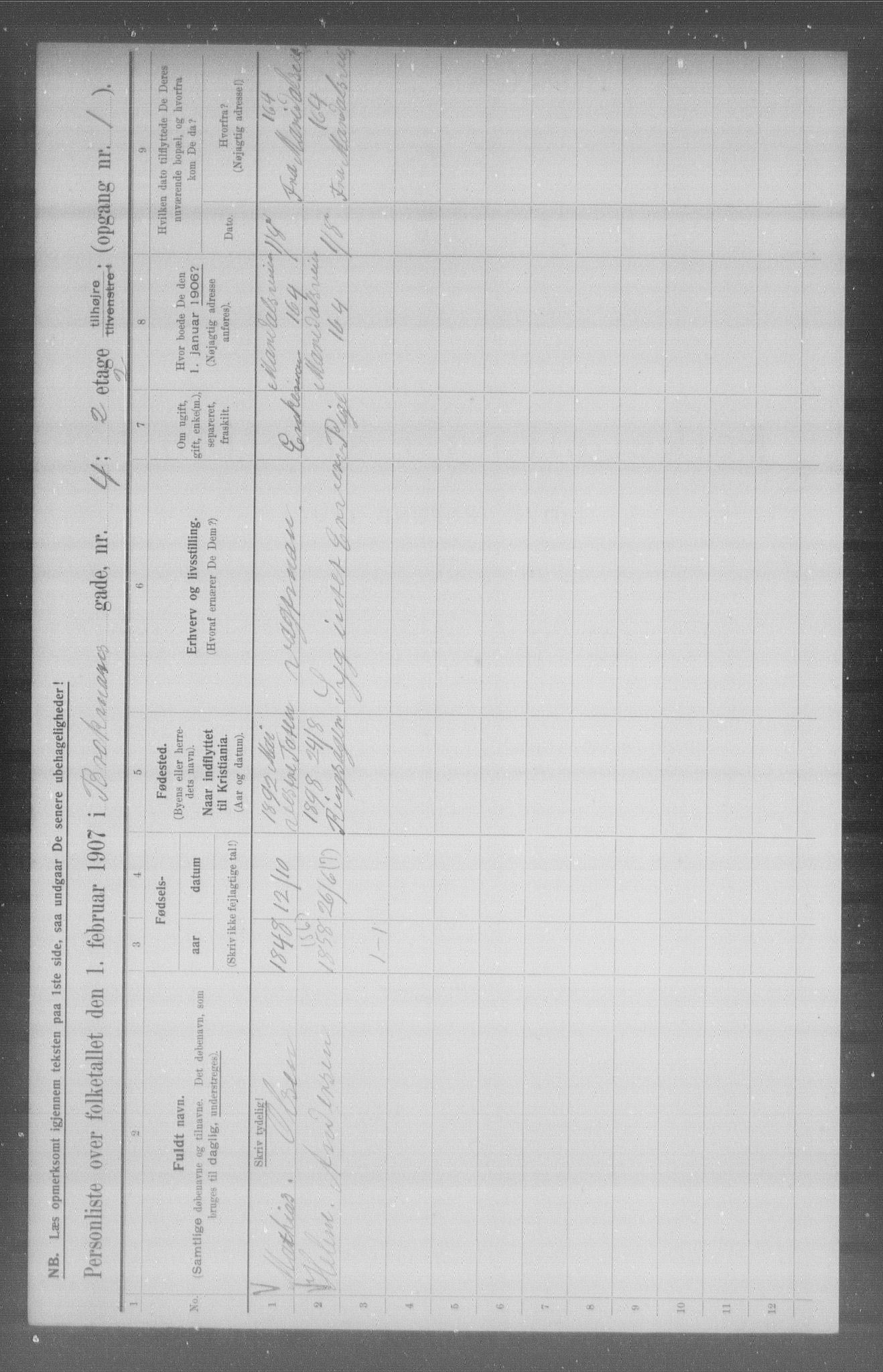 OBA, Municipal Census 1907 for Kristiania, 1907, p. 4976