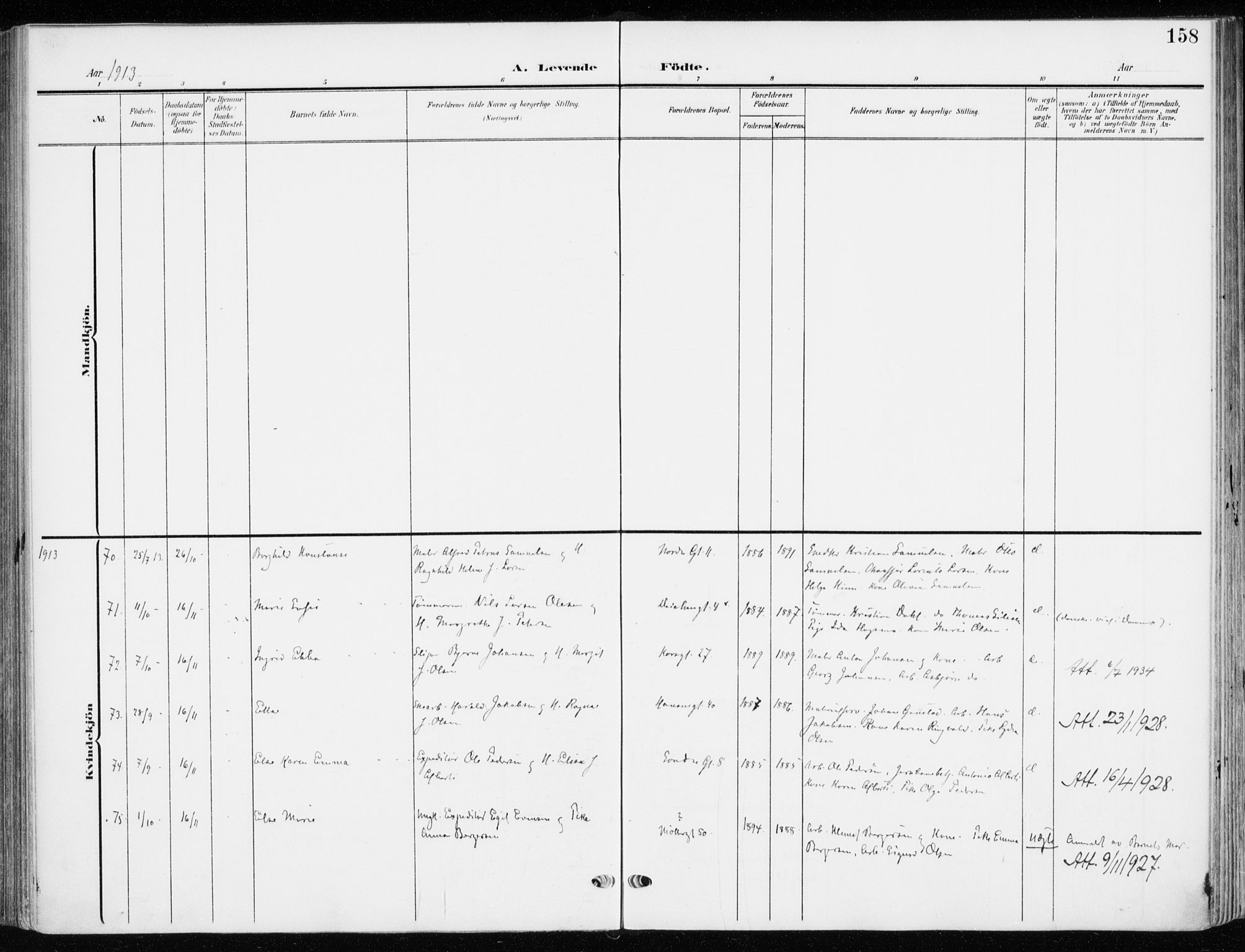 Jakob prestekontor Kirkebøker, AV/SAO-A-10850/F/Fa/L0005b: Parish register (official) no. 5b, 1904-1922, p. 158