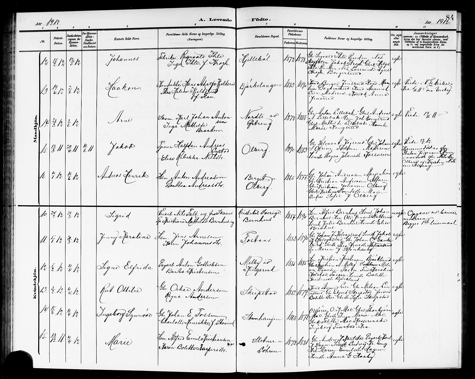 Høland prestekontor Kirkebøker, AV/SAO-A-10346a/G/Ga/L0007: Parish register (copy) no. I 7, 1902-1914, p. 84