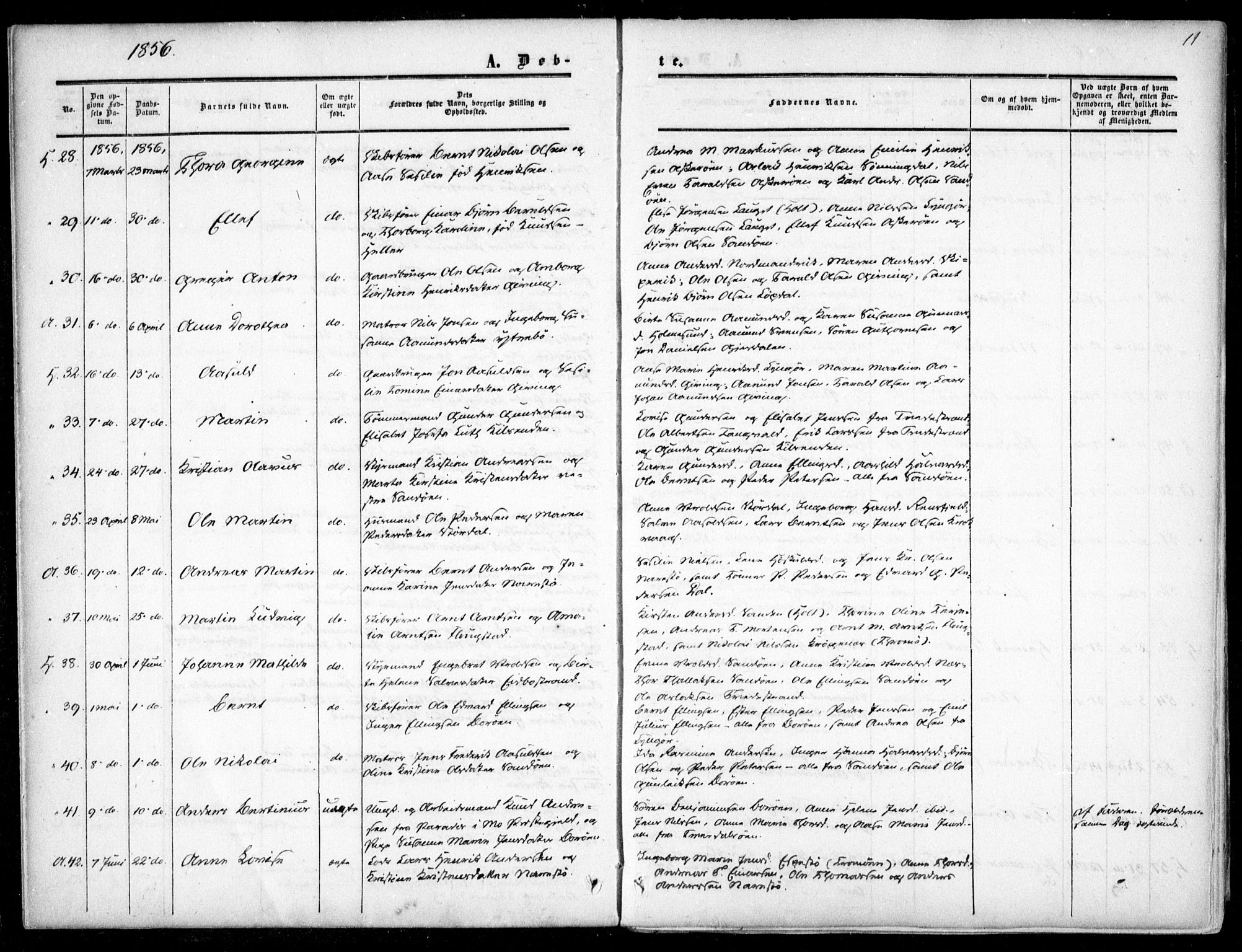 Dypvåg sokneprestkontor, AV/SAK-1111-0007/F/Fa/Faa/L0006: Parish register (official) no. A 6, 1855-1872, p. 11