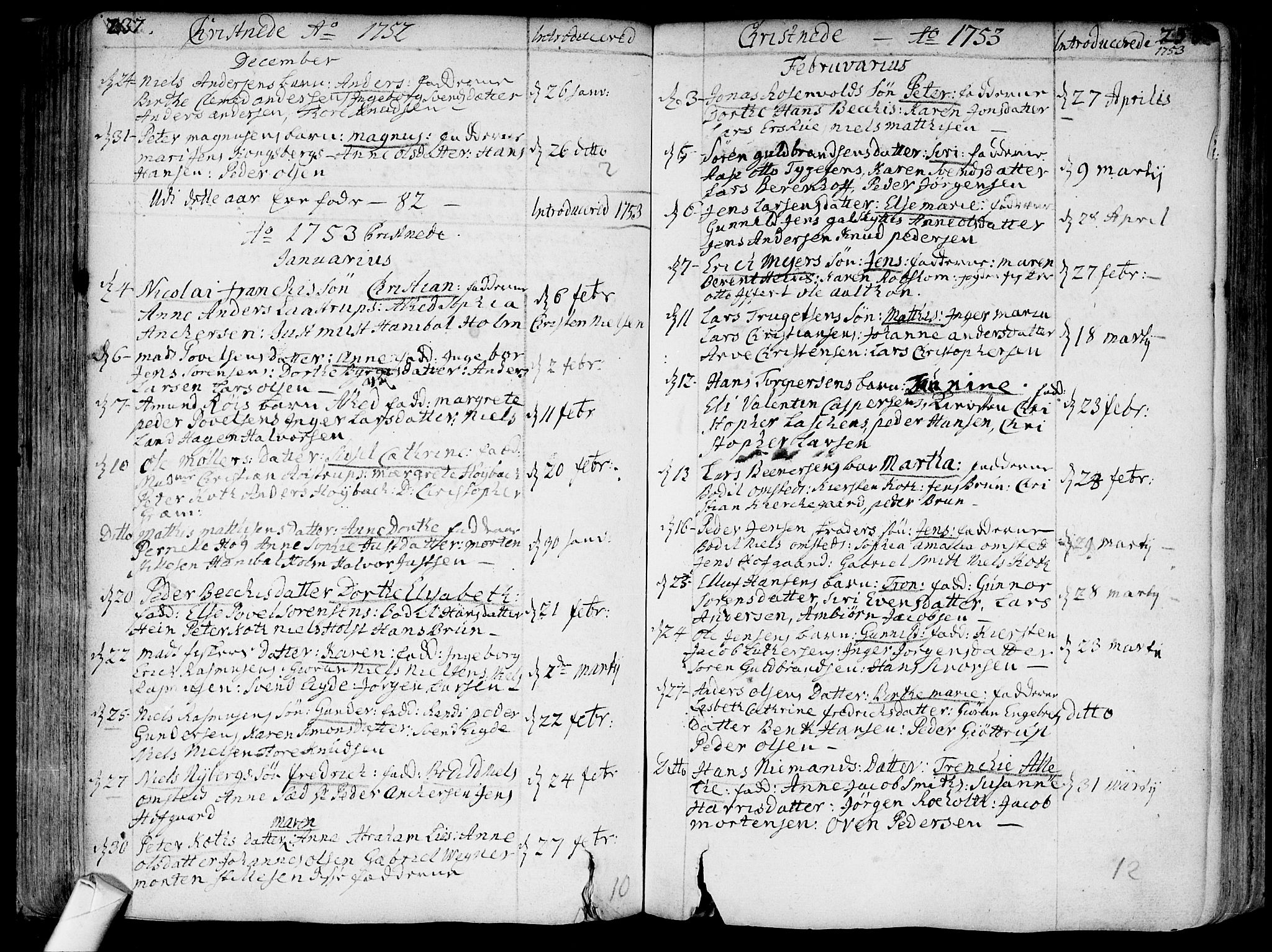 Bragernes kirkebøker, SAKO/A-6/F/Fa/L0004: Parish register (official) no. I 4, 1734-1759, p. 237-238