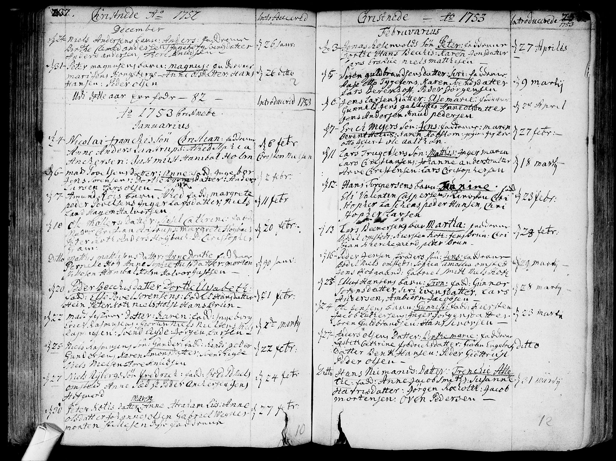 Bragernes kirkebøker, AV/SAKO-A-6/F/Fa/L0004: Parish register (official) no. I 4, 1734-1759, p. 237-238