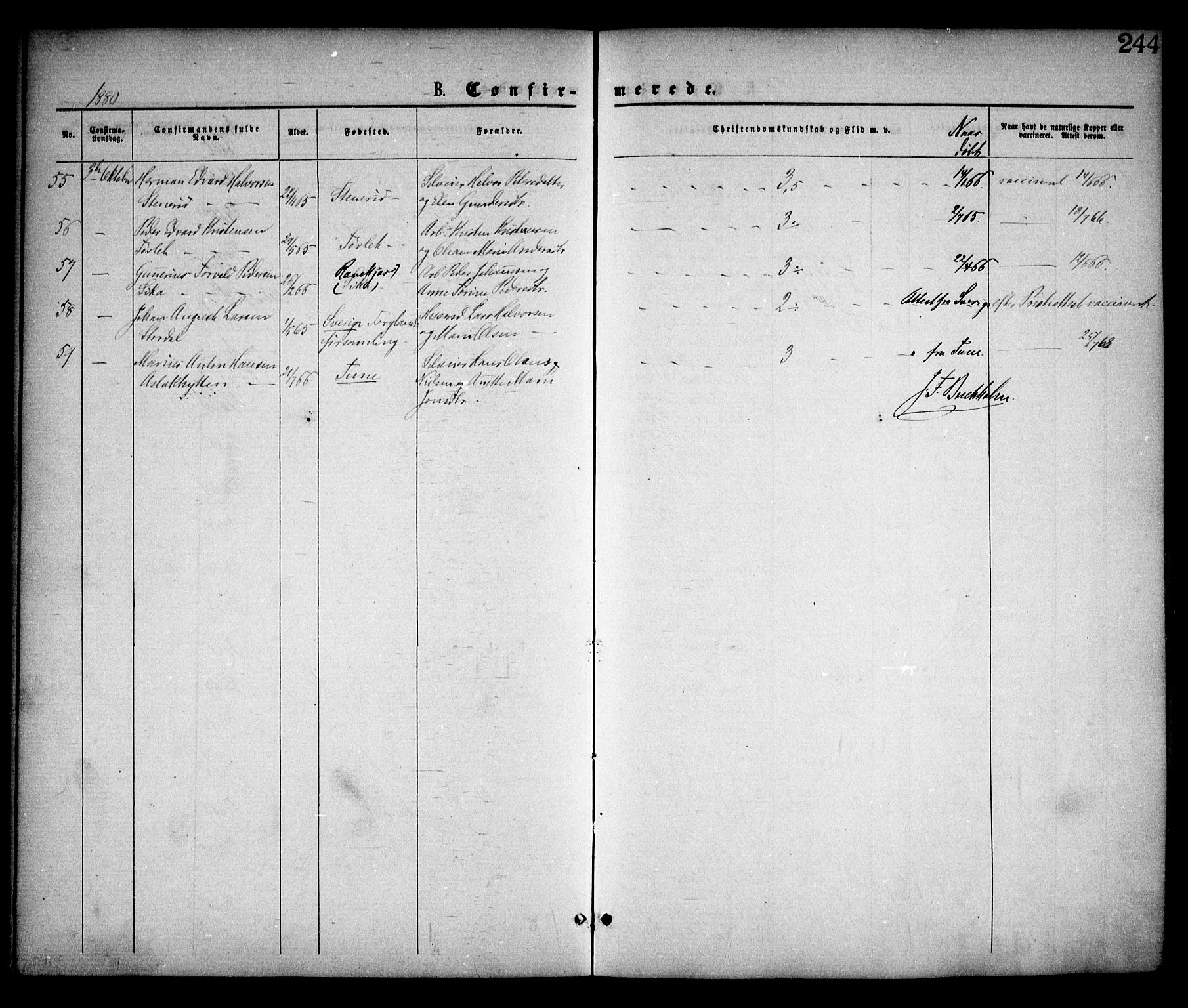 Skjeberg prestekontor Kirkebøker, SAO/A-10923/F/Fa/L0008: Parish register (official) no. I 8, 1869-1885, p. 244