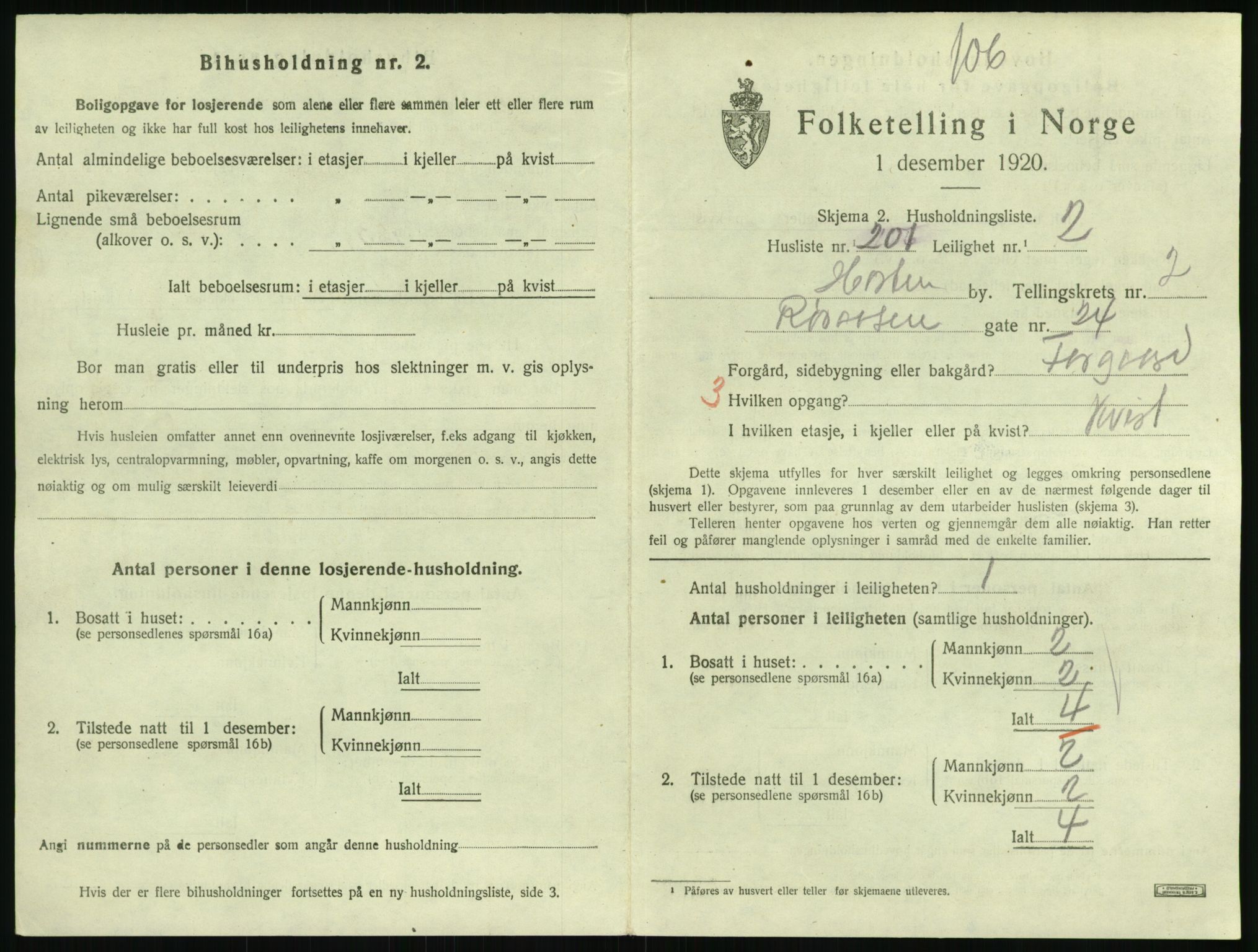 SAKO, 1920 census for Horten, 1920, p. 4067